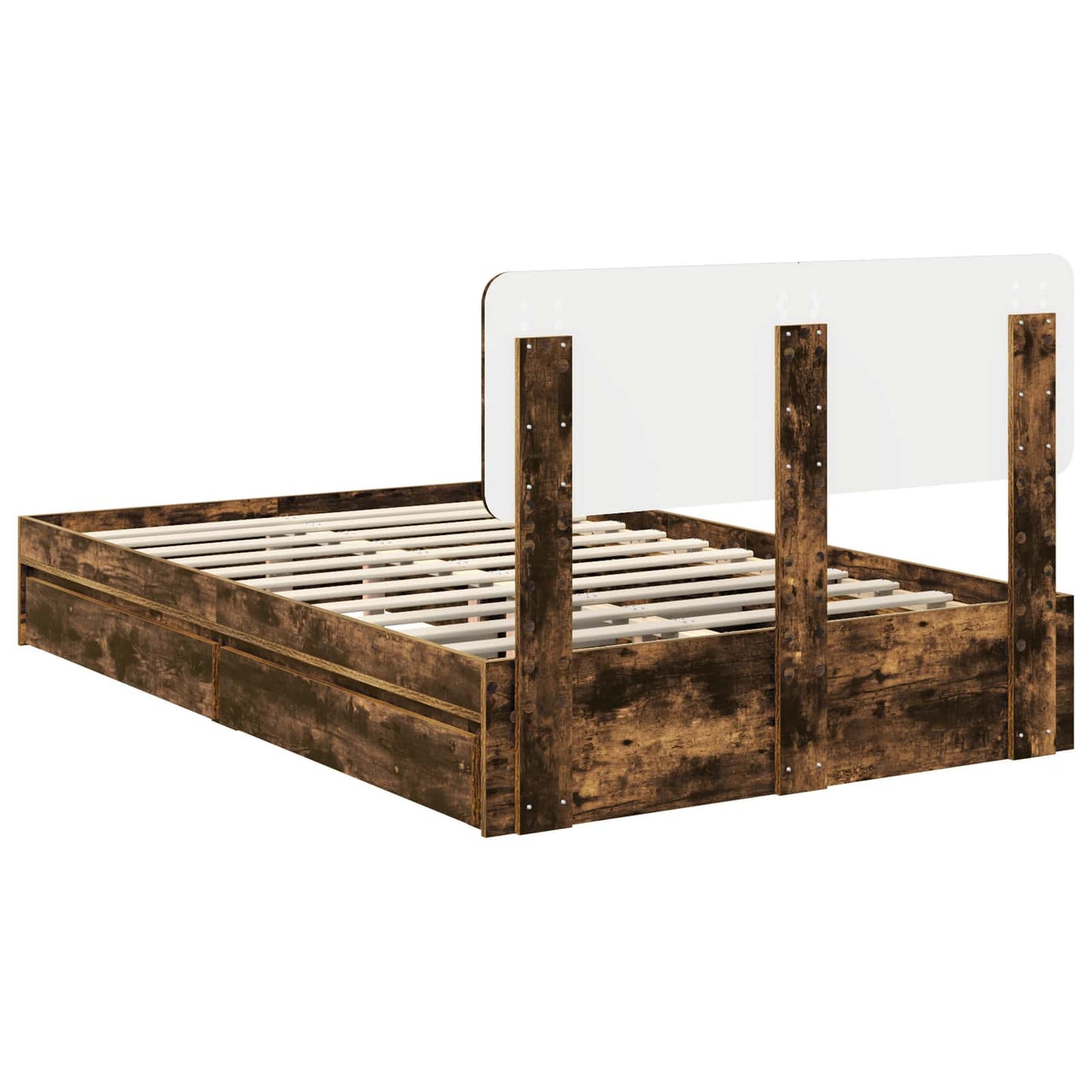 vidaXL Κρεβάτι Αποθήκης Καπνιστό Δρύς 120 x 190 cm Επεξεργασμένο ξύλο