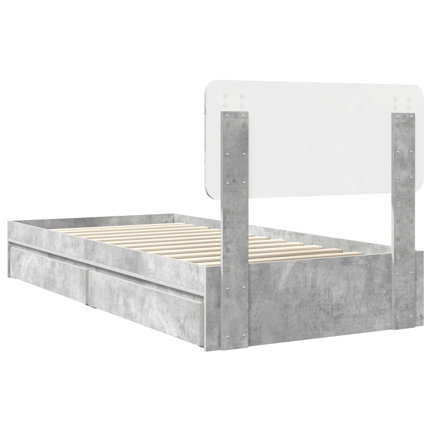 vidaXL Κρεβάτι Αποθήκης Σκυρόδεμα Γκρι 90 x 200 cm Επεξεργασμένο ξύλο