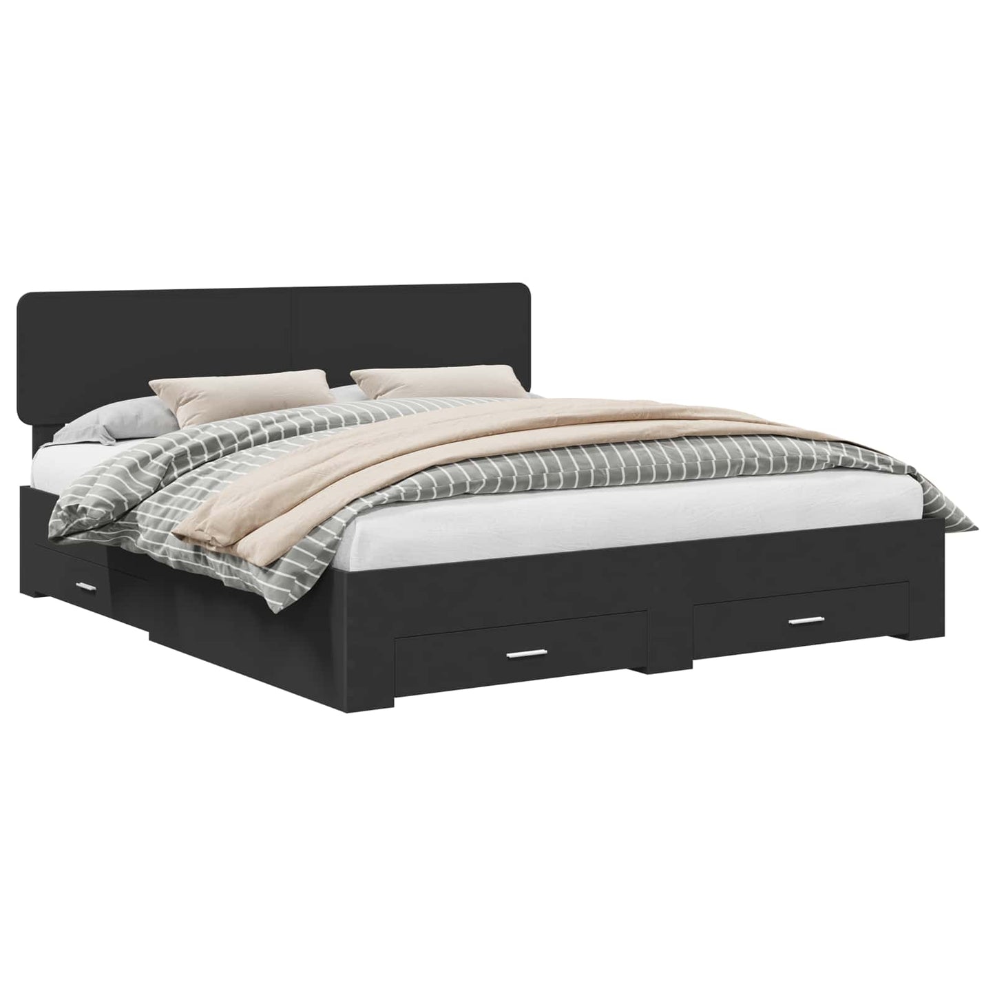 vidaXL Σκελετός Κρεβατιού Μαύρο 200 x 200 cm Επεξεργασμένο ξύλο