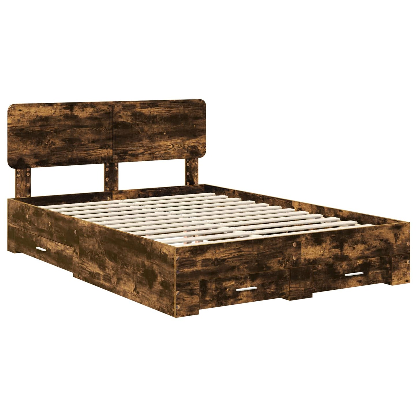 vidaXL Σκελετός Κρεβατιού με κεφαλάρι Καπνιστό Δρύς 140 x 200 cm