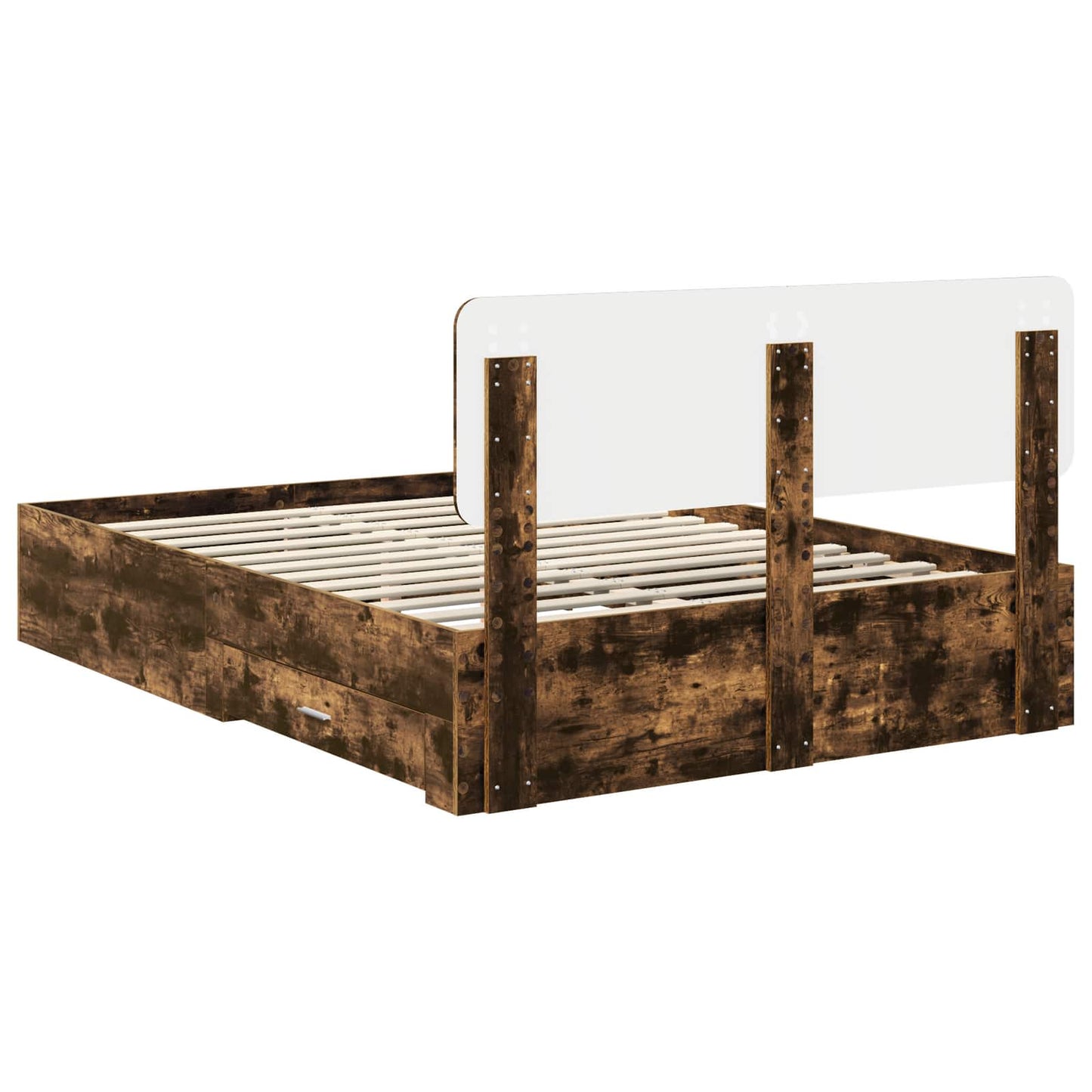 vidaXL Σκελετός Κρεβατιού με κεφαλάρι Καπνιστό Δρύς 140 x 200 cm