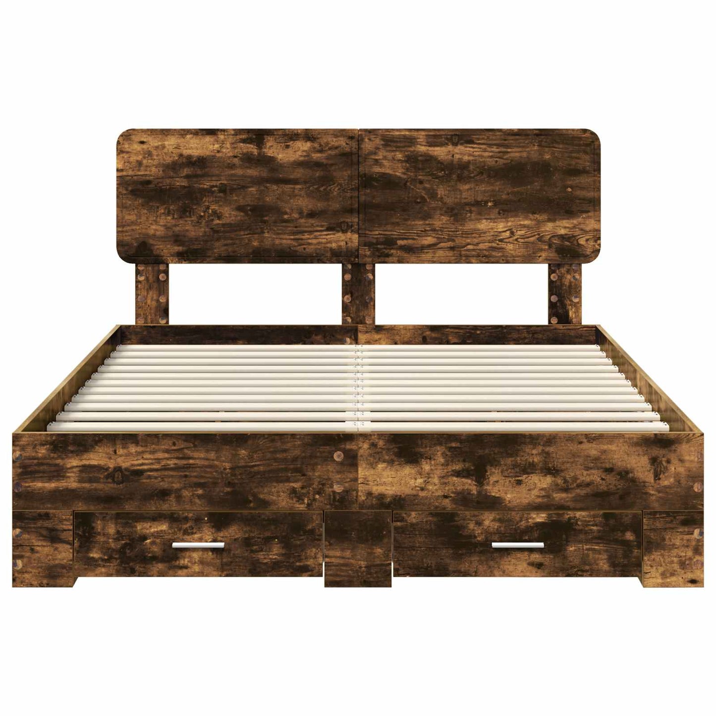 vidaXL Σκελετός Κρεβατιού με κεφαλάρι Καπνιστό Δρύς 140 x 200 cm