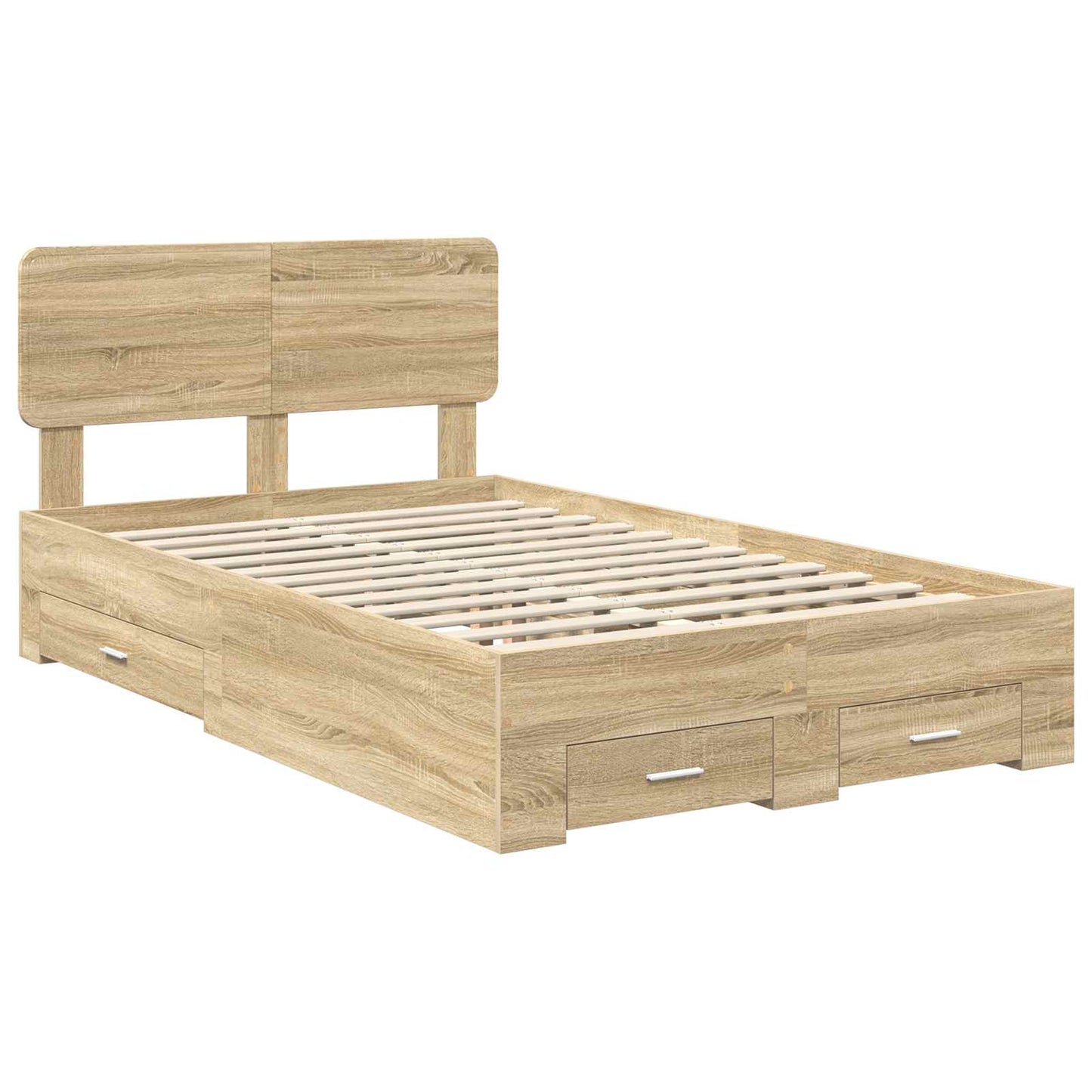 vidaXL Σκελετός Κρεβατιού Δρύς Sonoma 135 x 190 cm Επεξεργασμένο ξύλο