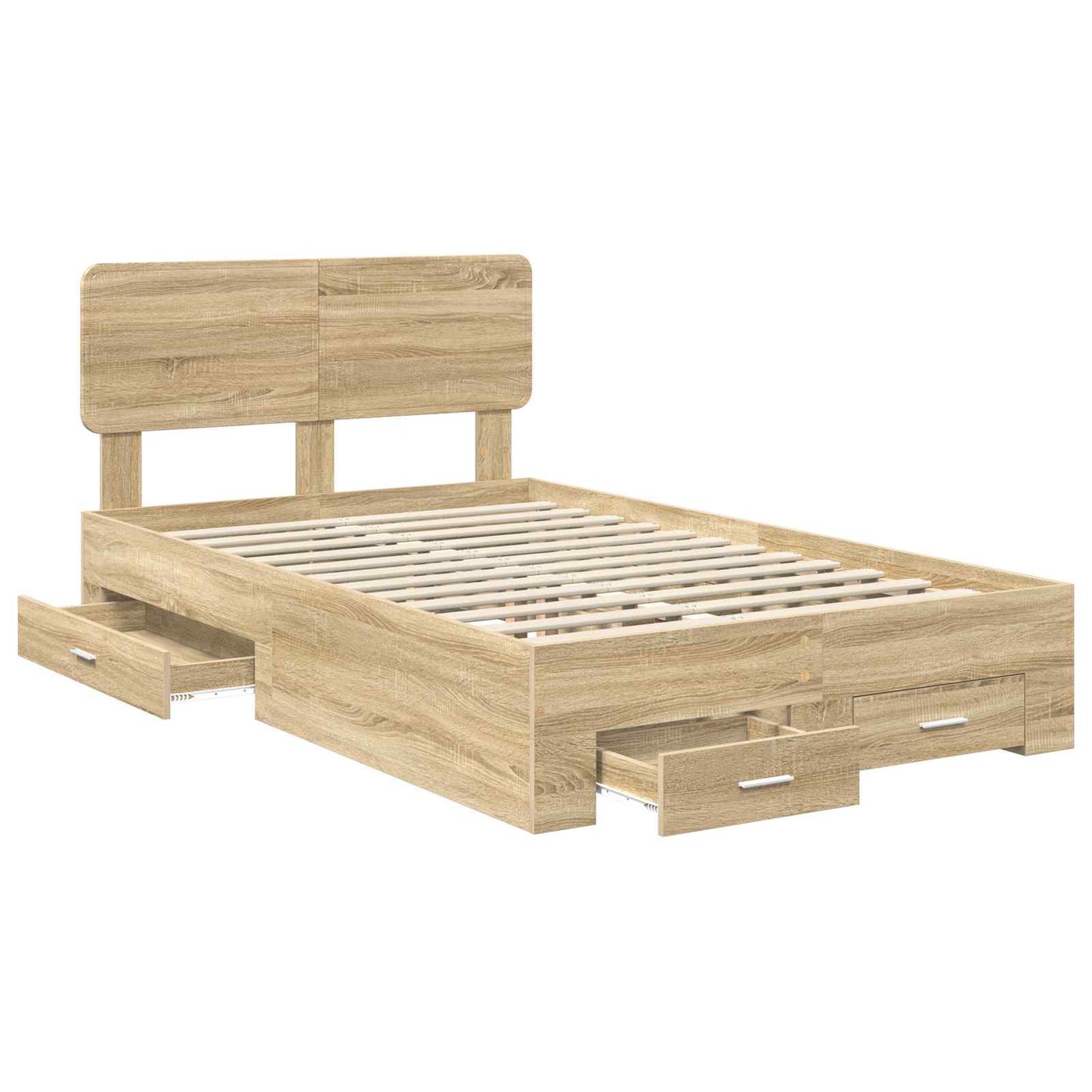 vidaXL Σκελετός Κρεβατιού Δρύς Sonoma 135 x 190 cm Επεξεργασμένο ξύλο