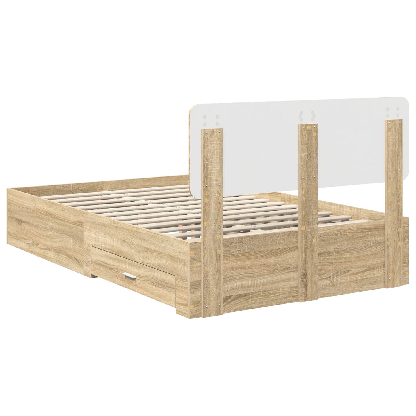 vidaXL Σκελετός Κρεβατιού Δρύς Sonoma 135 x 190 cm Επεξεργασμένο ξύλο