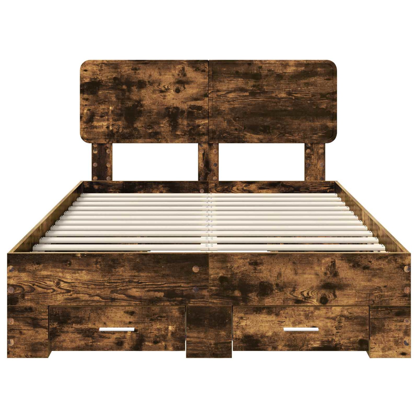 vidaXL Σκελετός Κρεβατιού με κεφαλάρι Καπνιστό Δρύς 120 x 200 cm