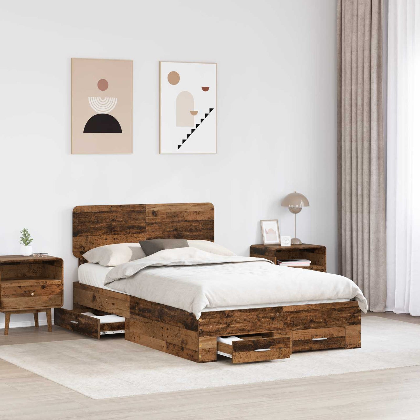 vidaXL Σκελετός Κρεβατιού Παλιό ξύλο 120 x 190 cm Επεξεργασμένο ξύλο
