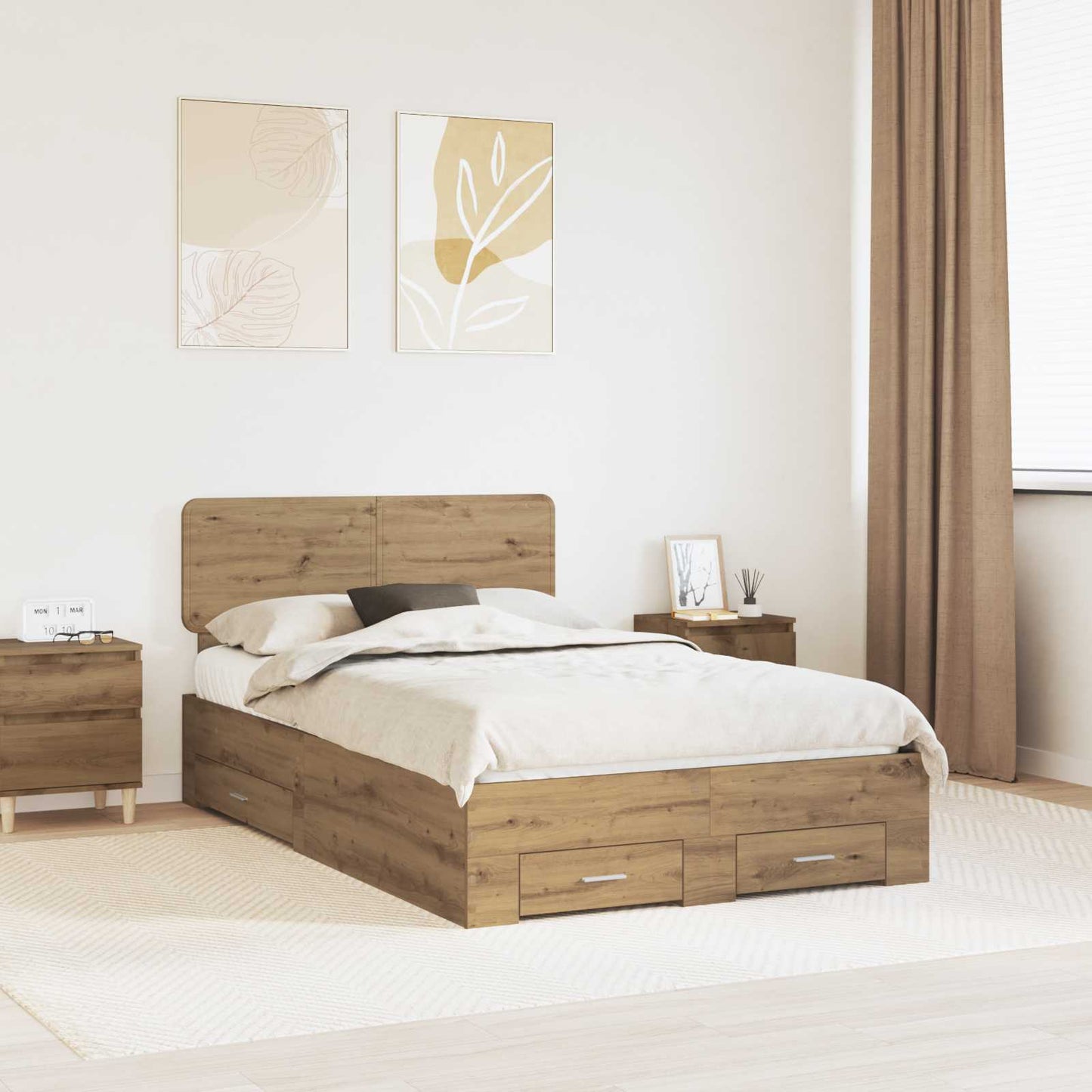 vidaXL Σκελετός Κρεβατιού Artisan Oak 120 x 190 cm Επεξεργασμένο ξύλο