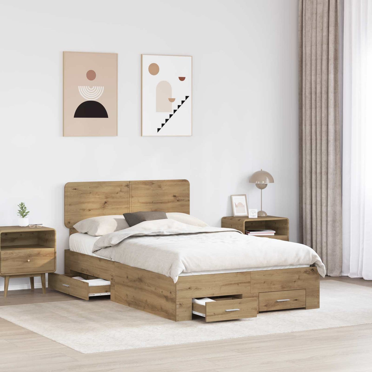 vidaXL Σκελετός Κρεβατιού Artisan Oak 120 x 190 cm Επεξεργασμένο ξύλο