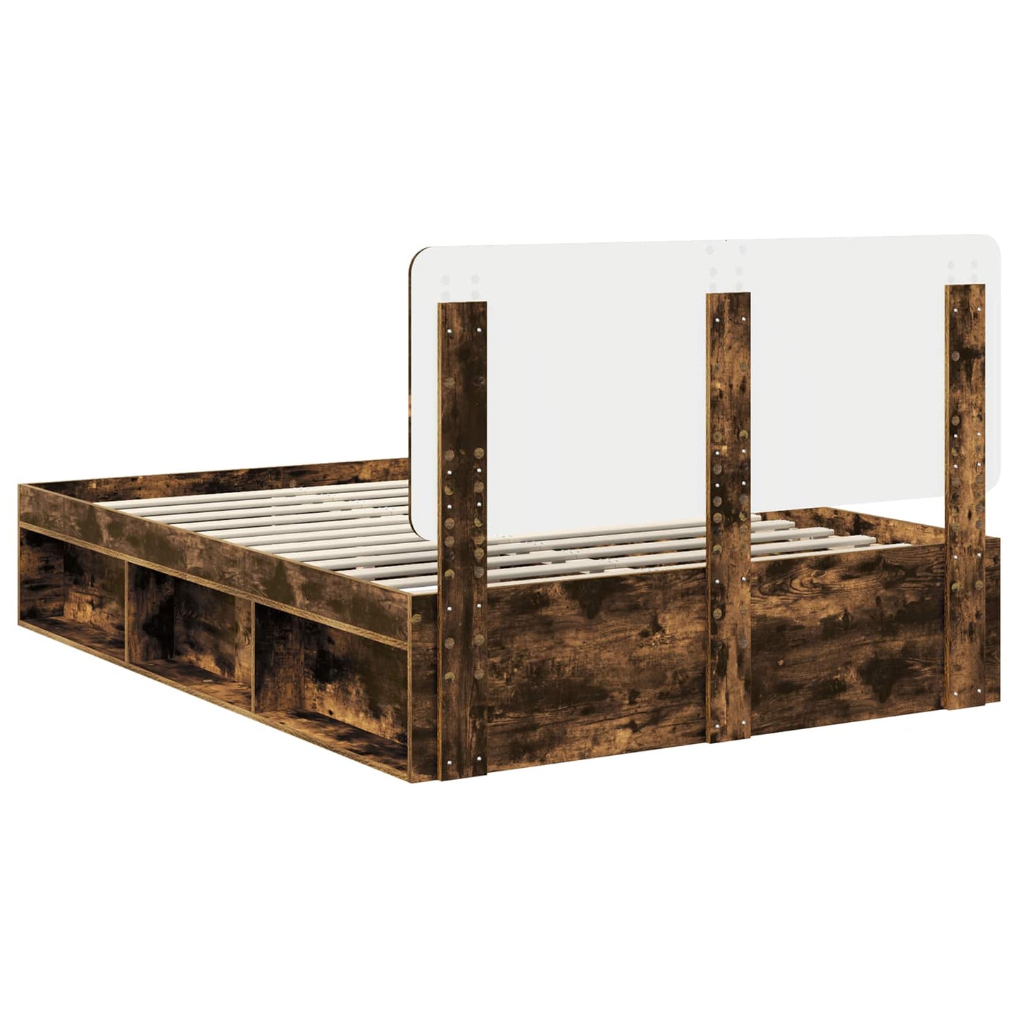 vidaXL Σκελετός Κρεβατιού με κεφαλάρι Καπνιστό Δρύς 160 x 200 cm