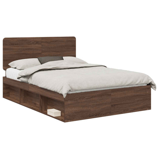 vidaXL Σκελετός Κρεβατιού Καφέ δρυς 140 x 200 cm Στερεά ξυλεία πεύκου