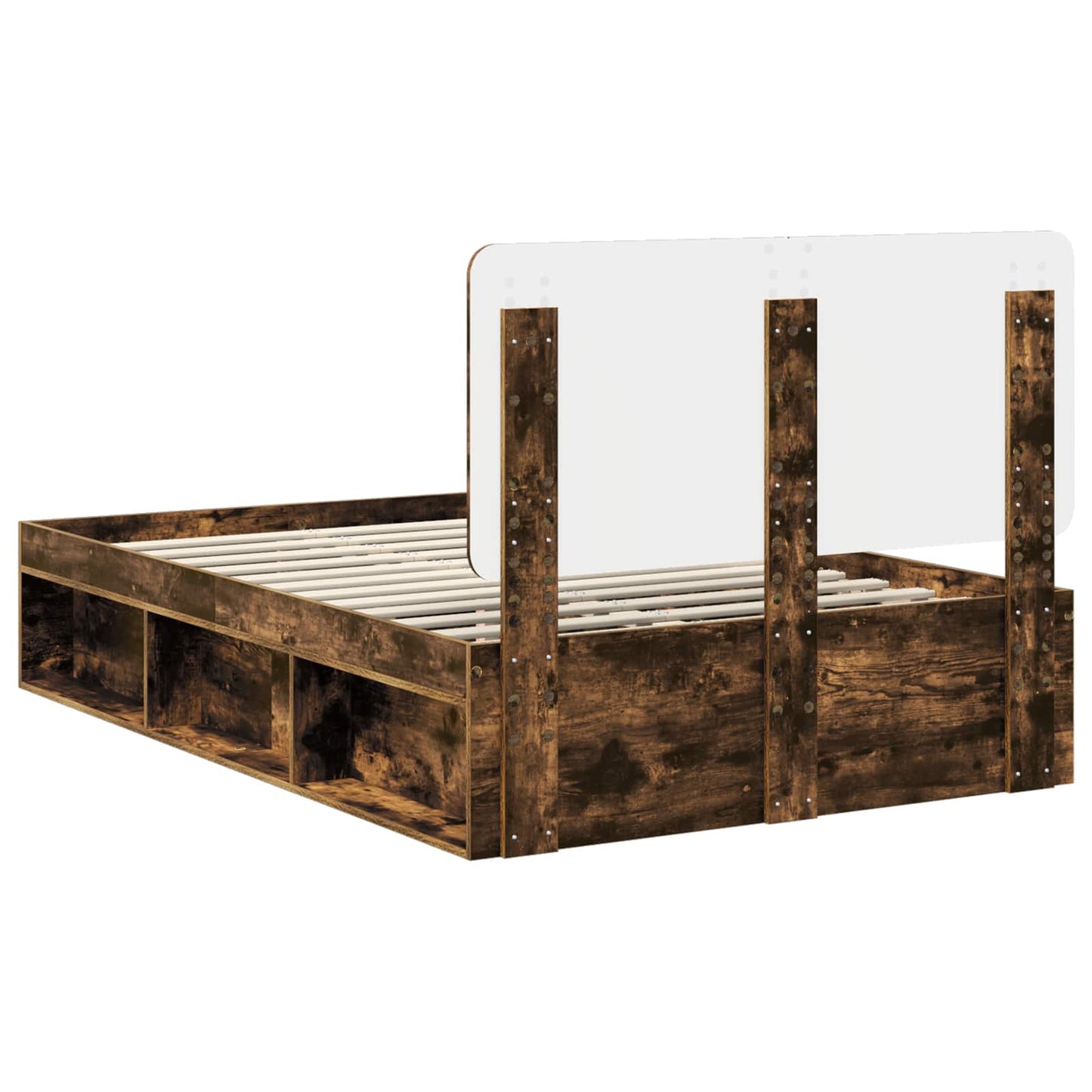 vidaXL Σκελετός Κρεβατιού με κεφαλάρι Καπνιστό Δρύς 120 x 190 cm