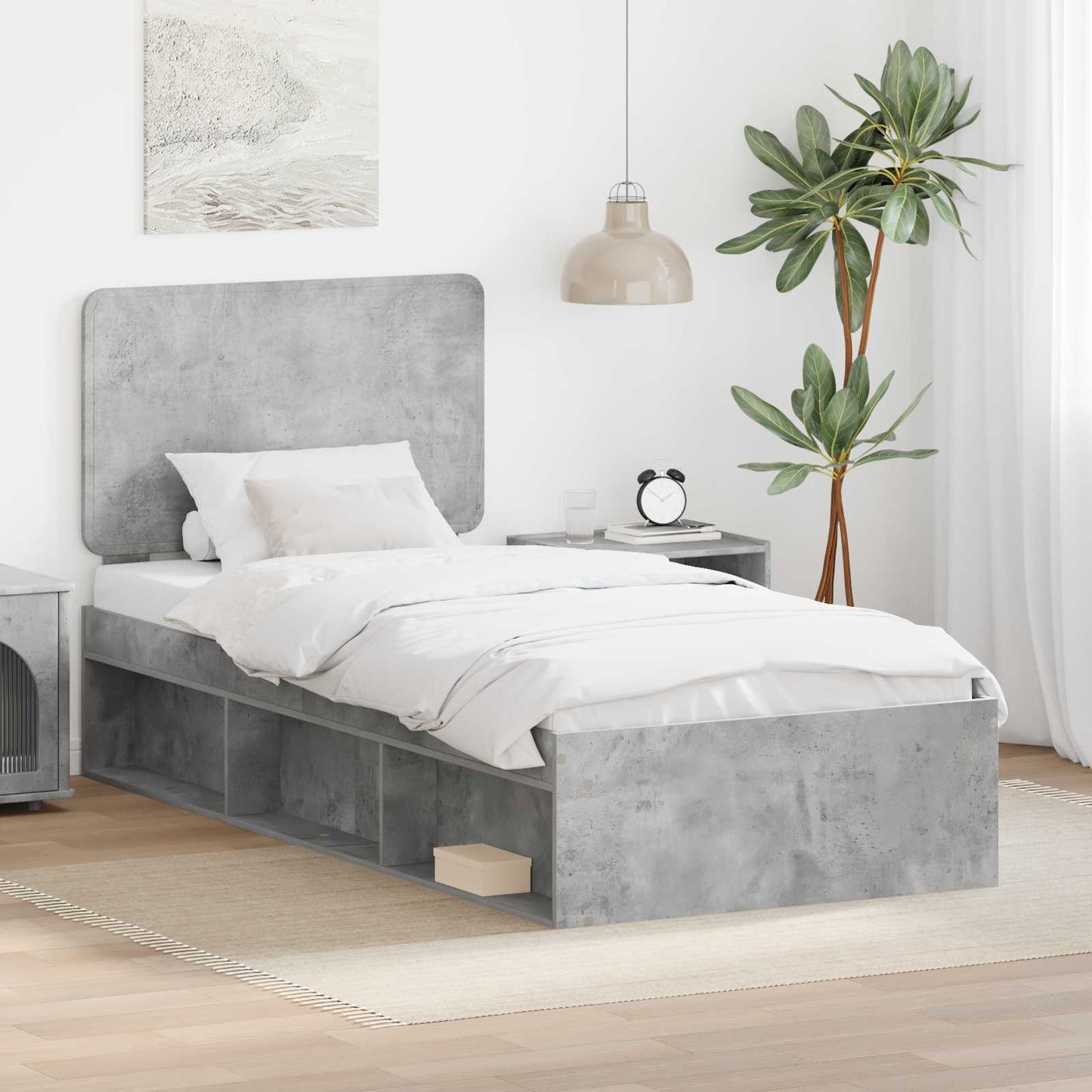 vidaXL Σκελετός Κρεβατιού Σκυρόδεμα 90 x 200 cm Στερεά ξυλεία πεύκου