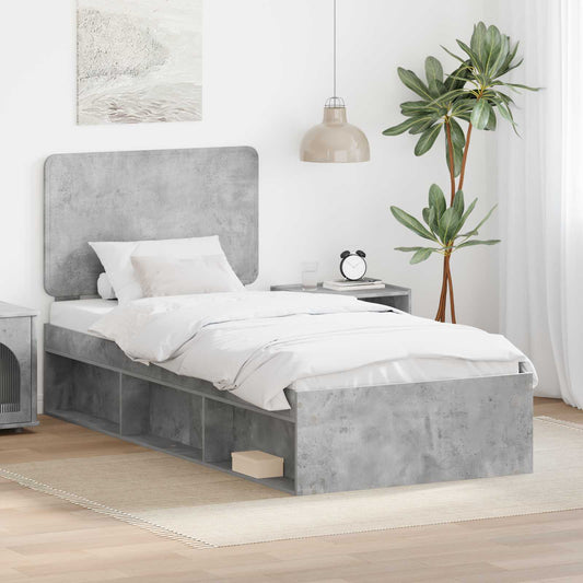 vidaXL Σκελετός Κρεβατιού Σκυρόδεμα 90 x 200 cm Στερεά ξυλεία πεύκου