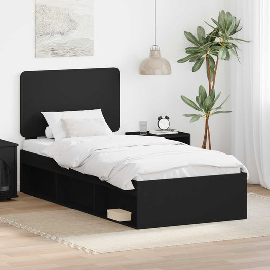 vidaXL Σκελετός Κρεβατιού Μαύρο 90 x 190 cm Στερεά ξυλεία πεύκου