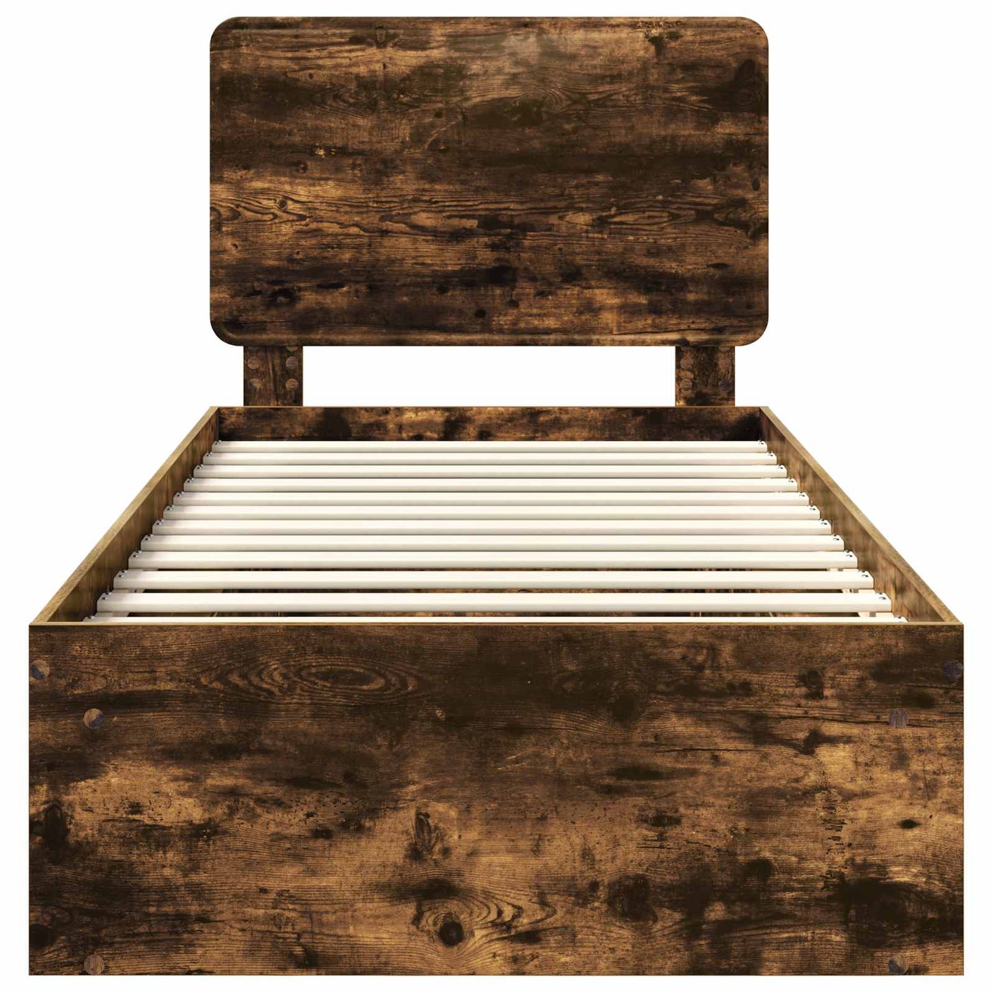 vidaXL Σκελετός Κρεβατιού με κεφαλάρι Καπνιστό Δρύς 90 x 190 cm