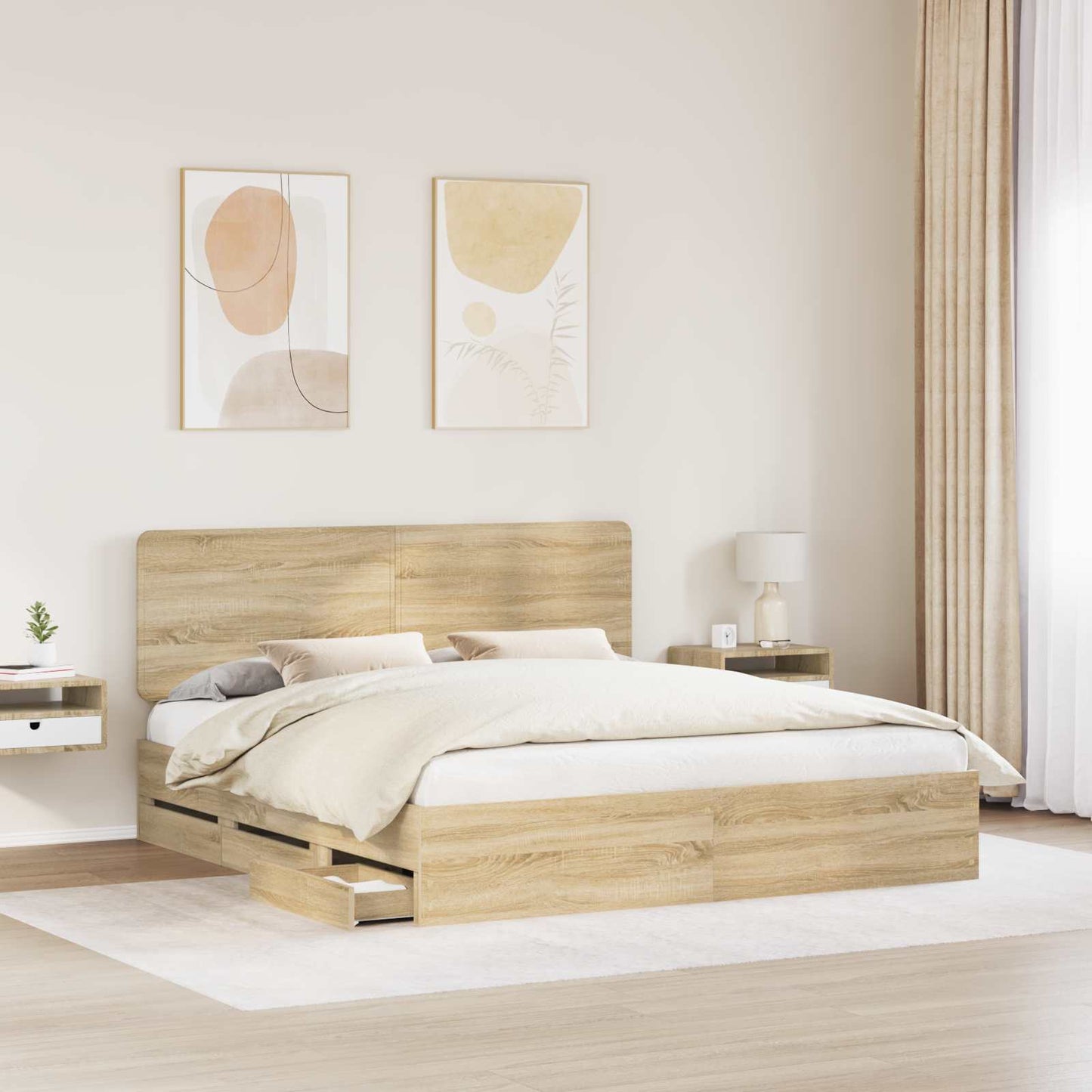 vidaXL Σκελετός Κρεβατιού Δρύς Sonoma 200 x 200 cm Μηχανήματος Ξύλο