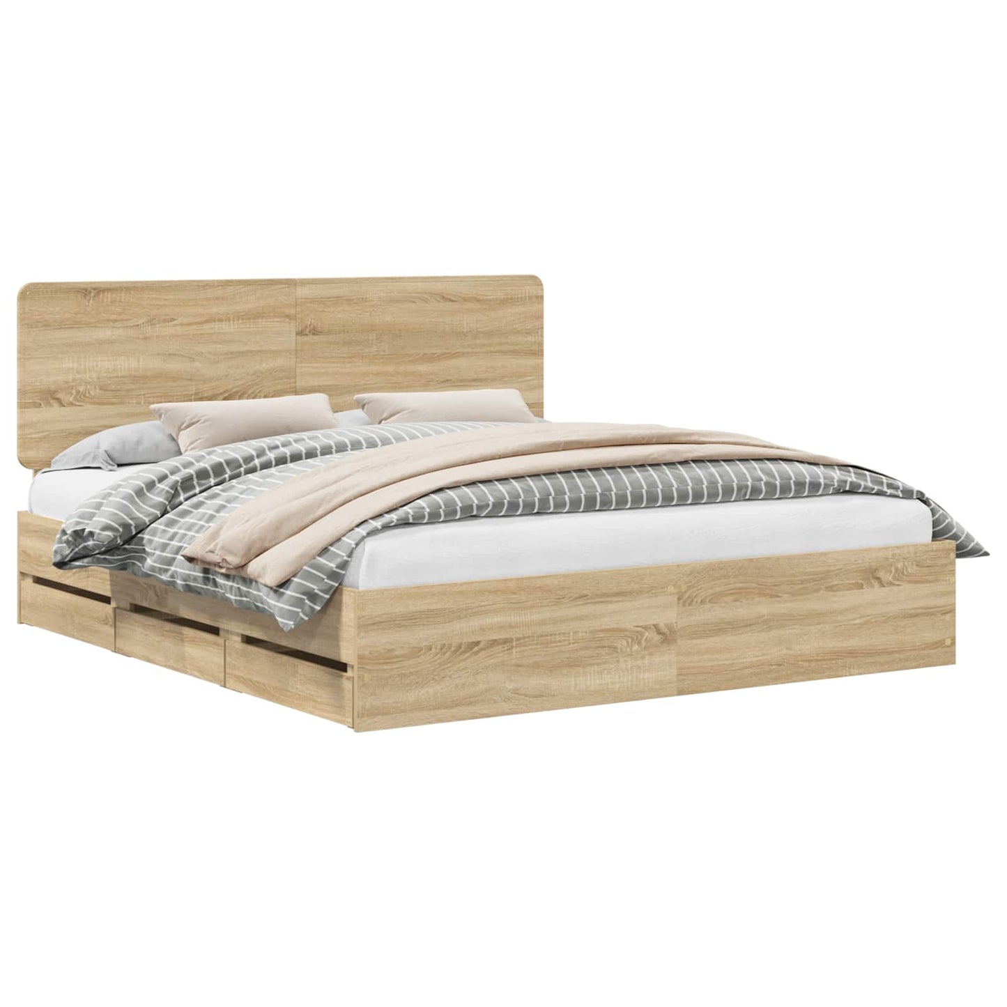 vidaXL Σκελετός Κρεβατιού Δρύς Sonoma 200 x 200 cm Μηχανήματος Ξύλο