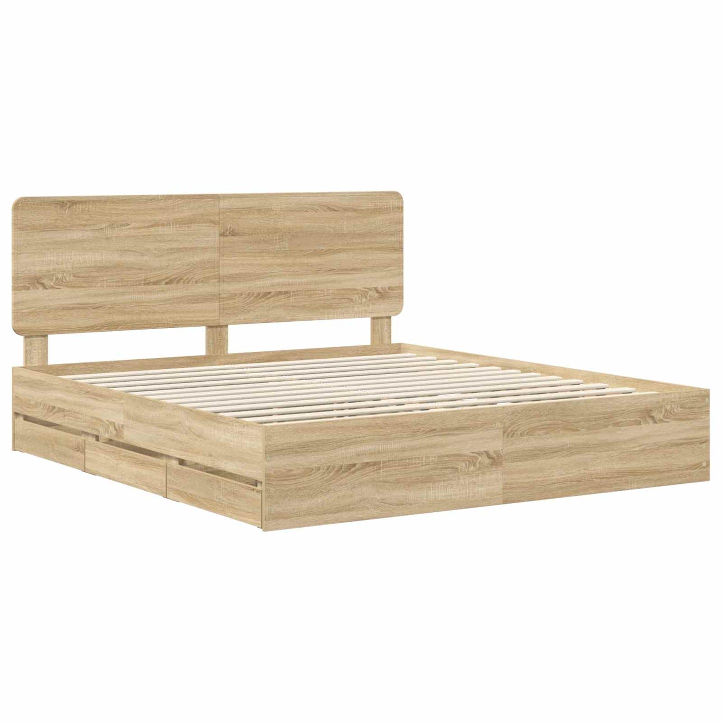 vidaXL Σκελετός Κρεβατιού Δρύς Sonoma 200 x 200 cm Μηχανήματος Ξύλο