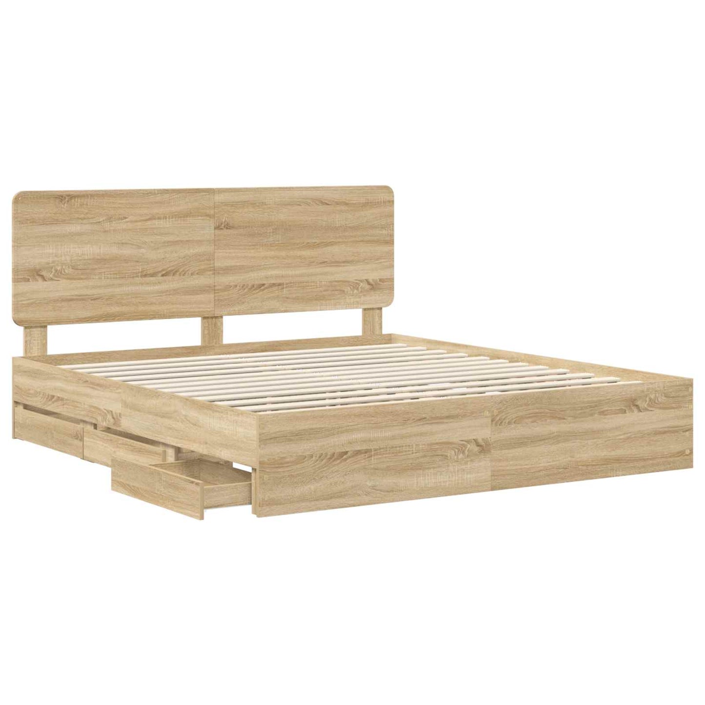 vidaXL Σκελετός Κρεβατιού Δρύς Sonoma 200 x 200 cm Μηχανήματος Ξύλο