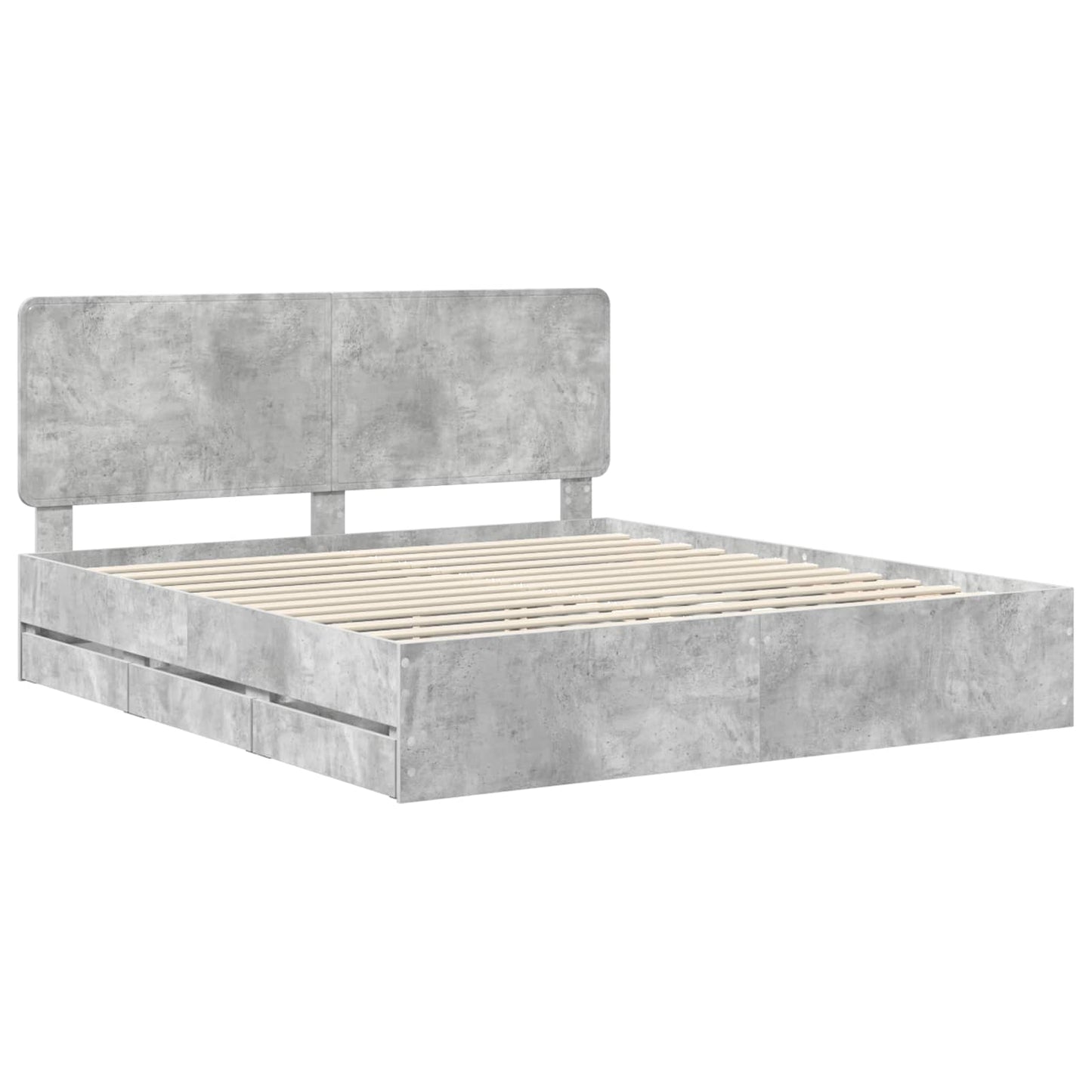 vidaXL Σκελετός Κρεβατιού Σκυρόδεμα Γκρι 200 x 200 cm Μηχανήματος Ξύλο