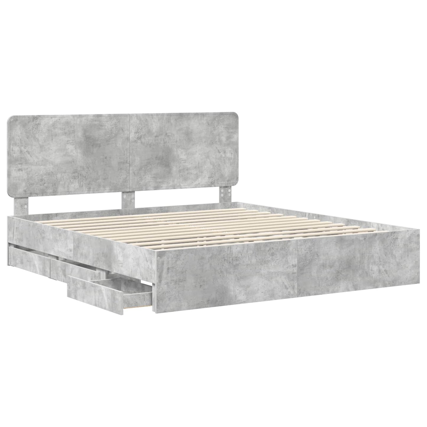 vidaXL Σκελετός Κρεβατιού Σκυρόδεμα Γκρι 200 x 200 cm Μηχανήματος Ξύλο