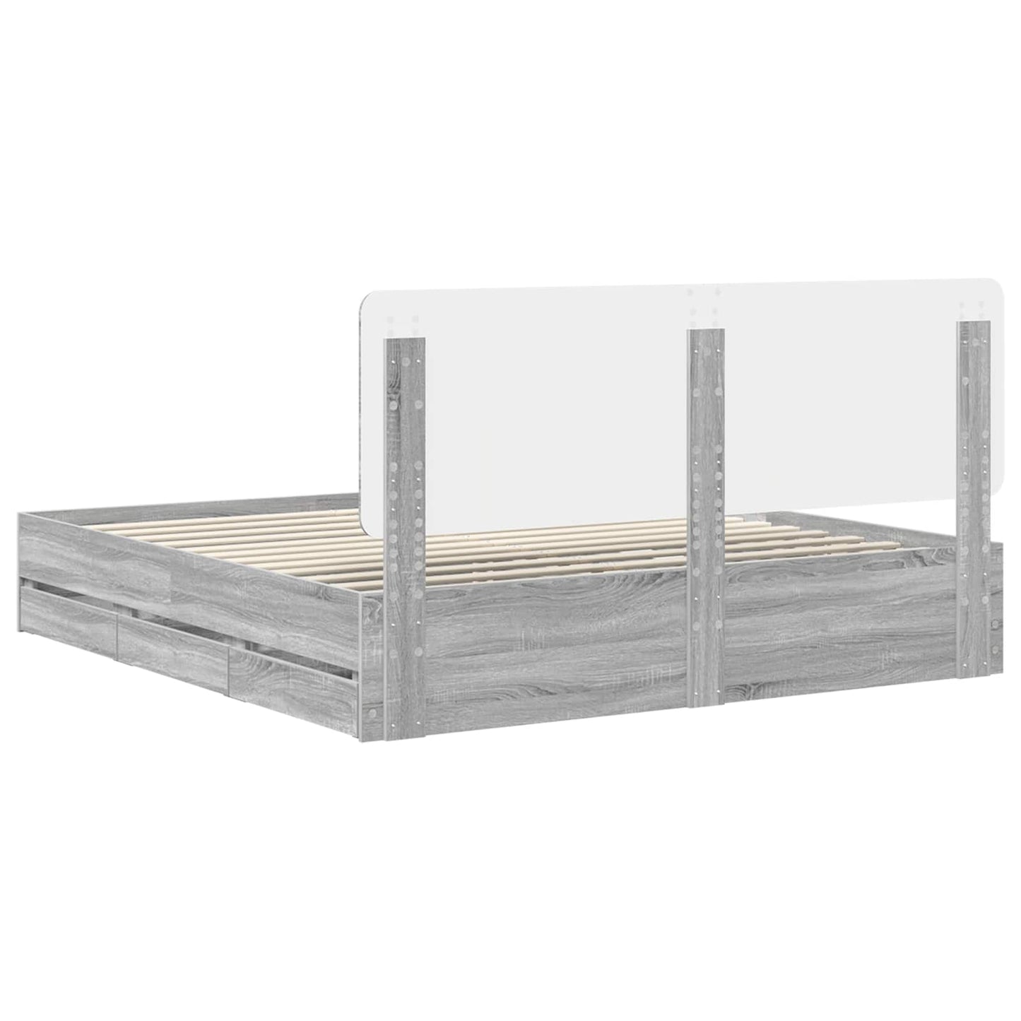 vidaXL Σκελετός Κρεβατιού Γκρίζο Σονομα 200 x 200 cm Μηχανήματος Ξύλο