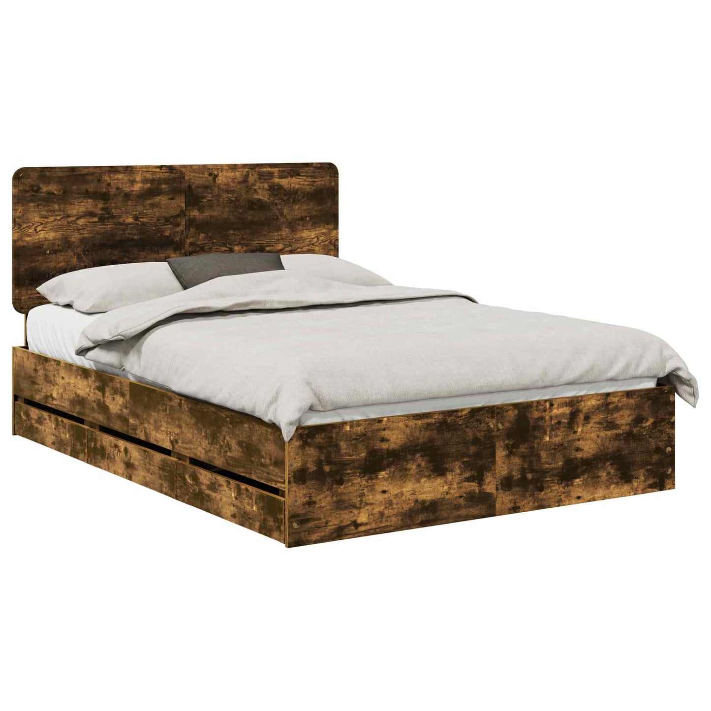 vidaXL Σκελετός Κρεβατιού Καπνιστό Δρύς 160 x 200 cm Μηχανήματος Ξύλο