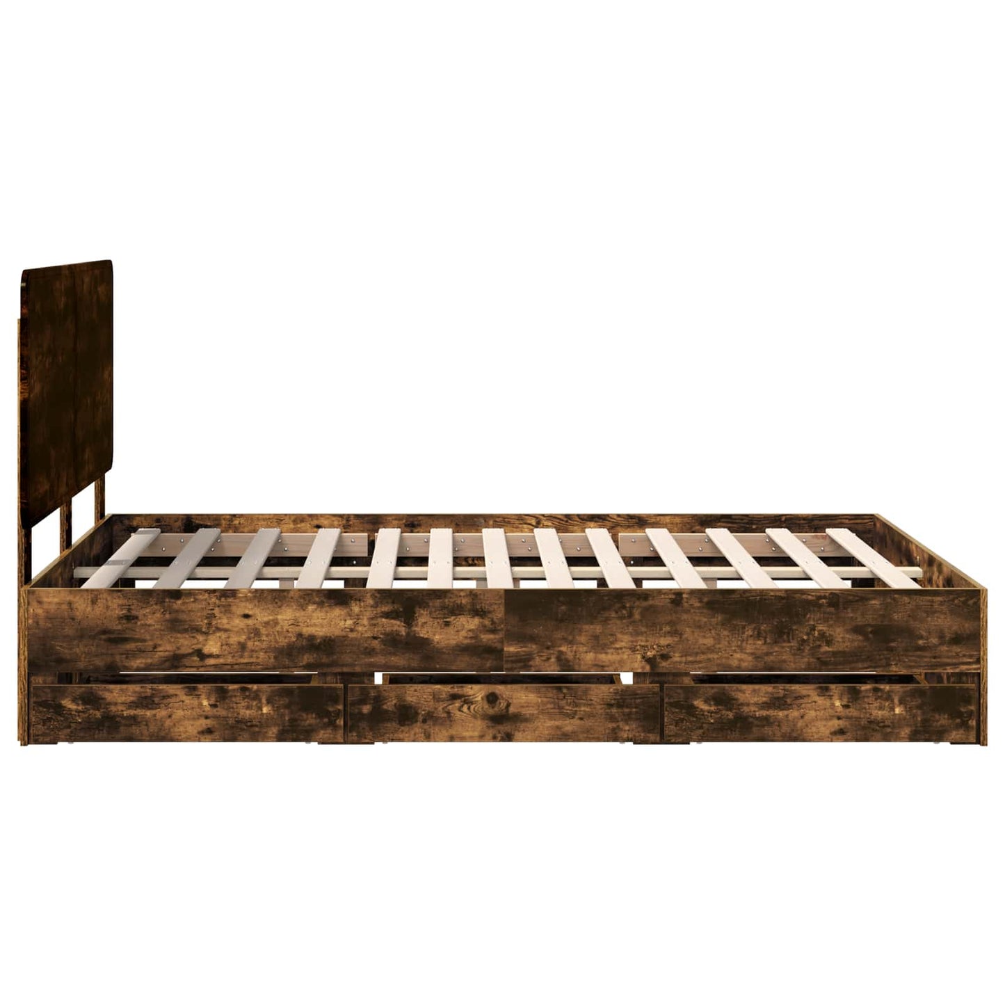 vidaXL Σκελετός Κρεβατιού Καπνιστό Δρύς 160 x 200 cm Μηχανήματος Ξύλο
