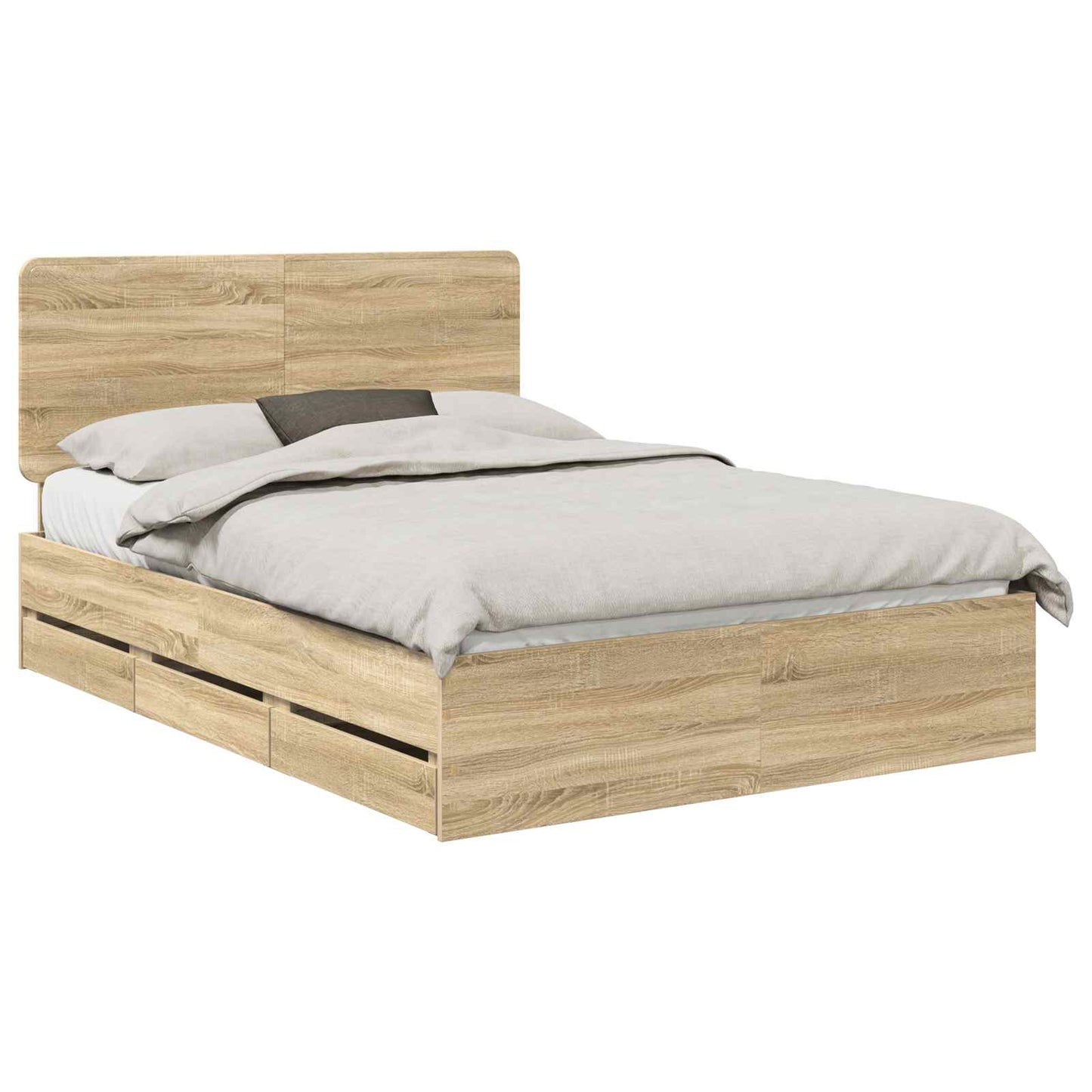 vidaXL Σκελετός Κρεβατιού Δρύς Sonoma 150 x 200 cm Μηχανήματος Ξύλο
