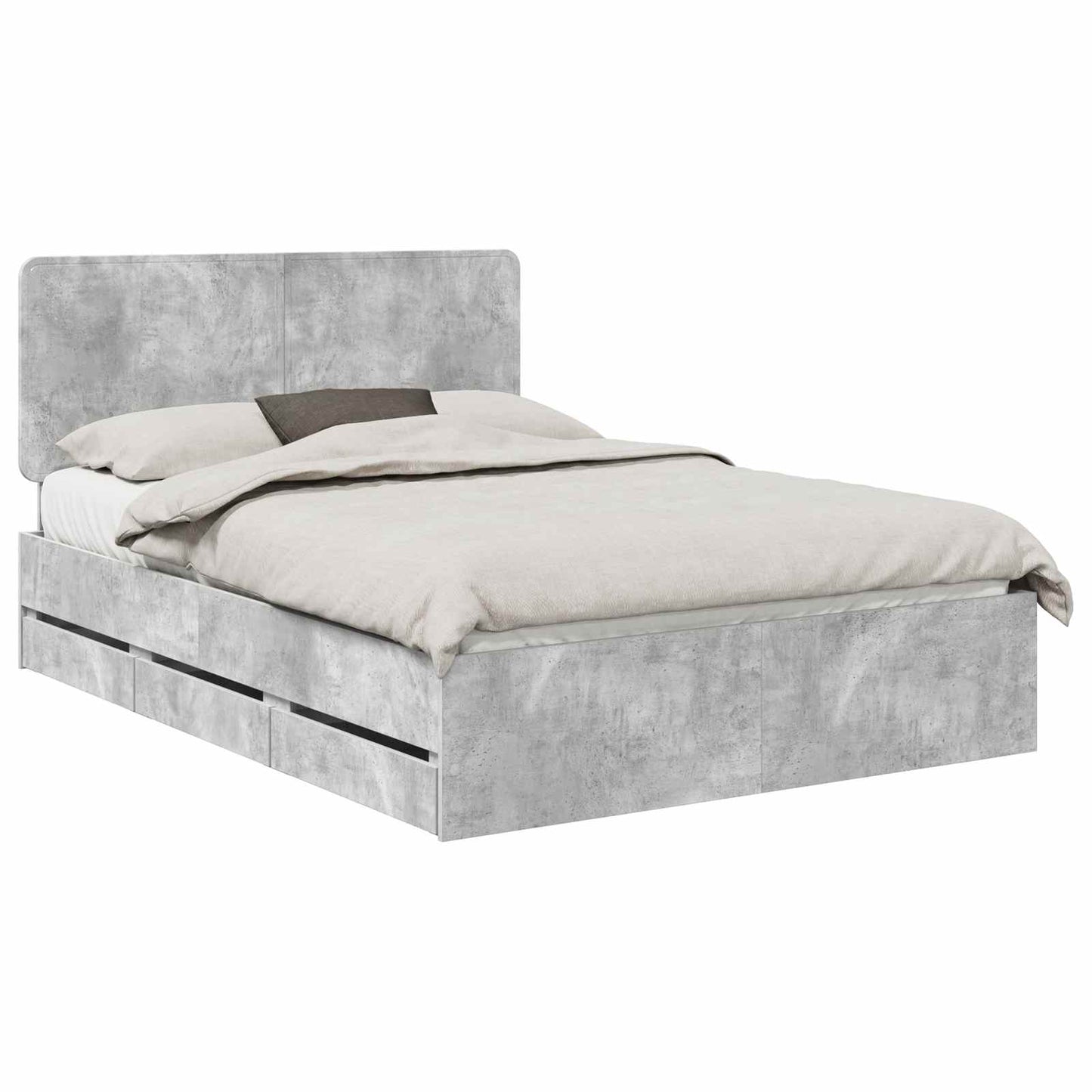 vidaXL Σκελετός Κρεβατιού Σκυρόδεμα Γκρι 150 x 200 cm Μηχανήματος Ξύλο