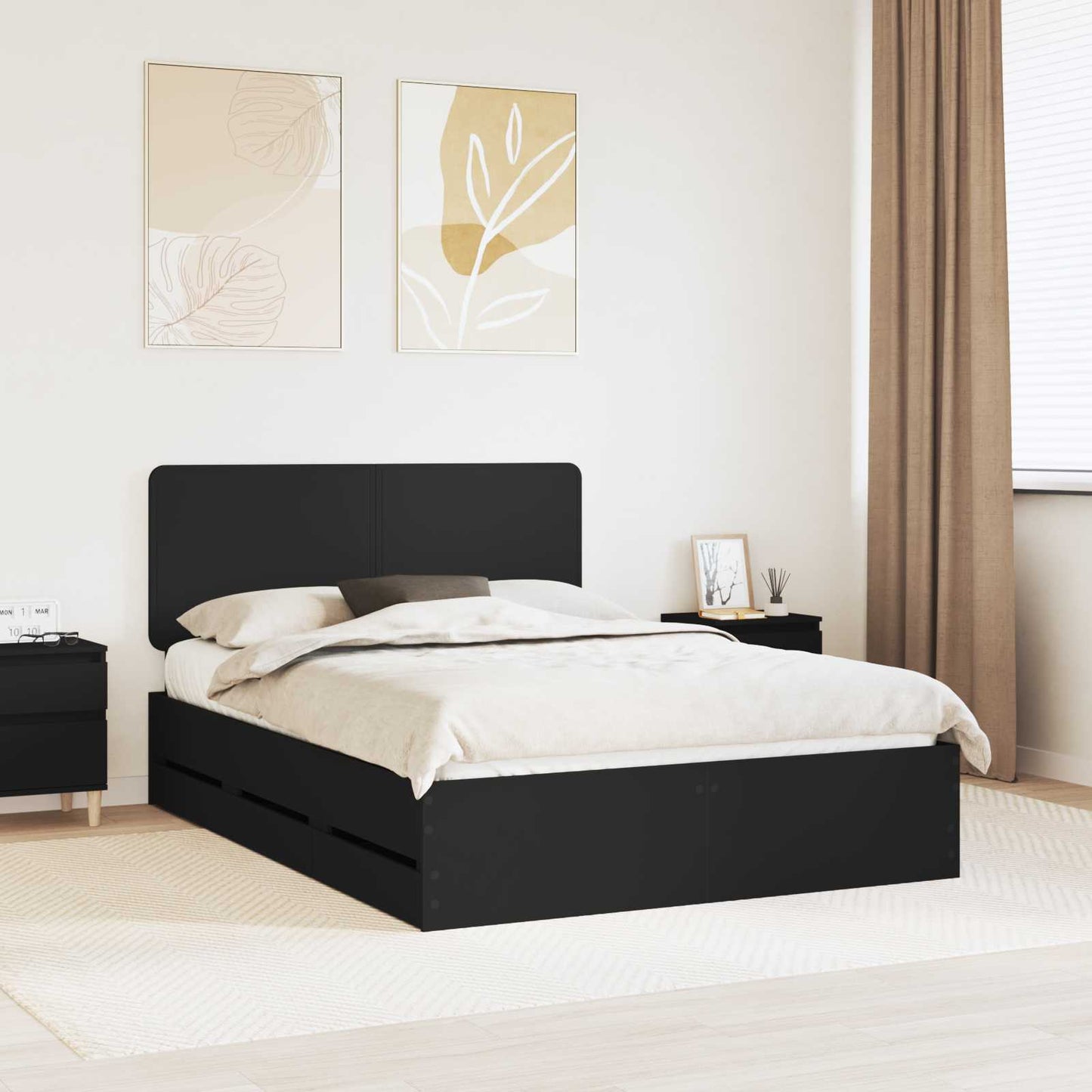 vidaXL Σκελετός Κρεβατιού Μαύρο 140 x 190 cm Μηχανήματος Ξύλο