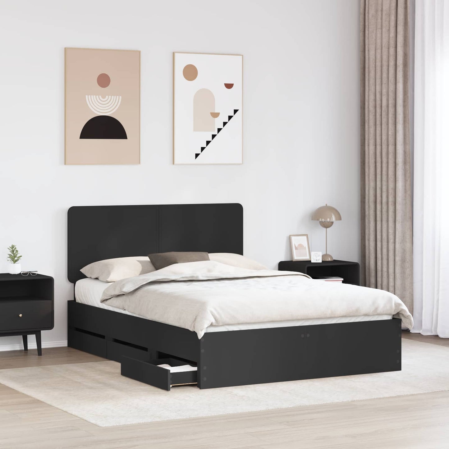 vidaXL Σκελετός Κρεβατιού Μαύρο 140 x 200 cm Μηχανήματος Ξύλο