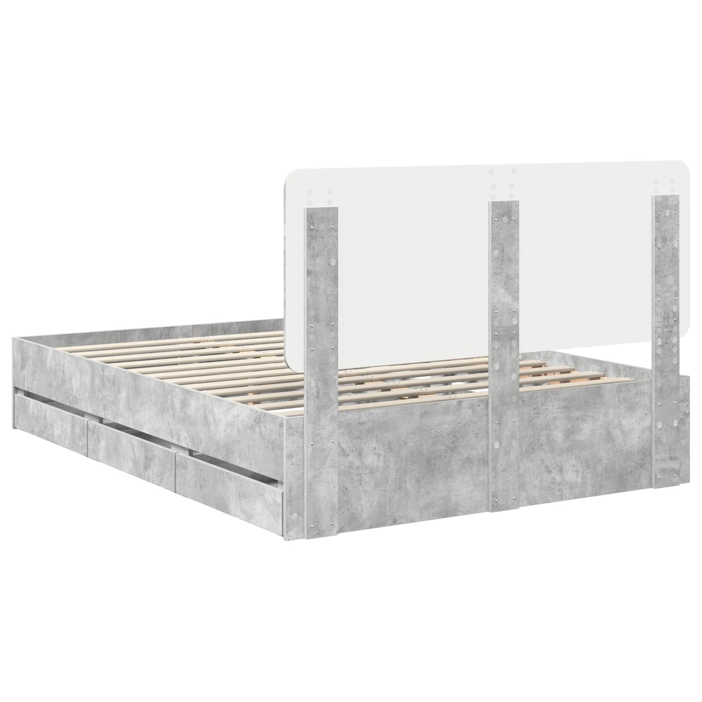 vidaXL Σκελετός Κρεβατιού Σκυρόδεμα Γκρι 140 x 190 cm Μηχανήματος Ξύλο