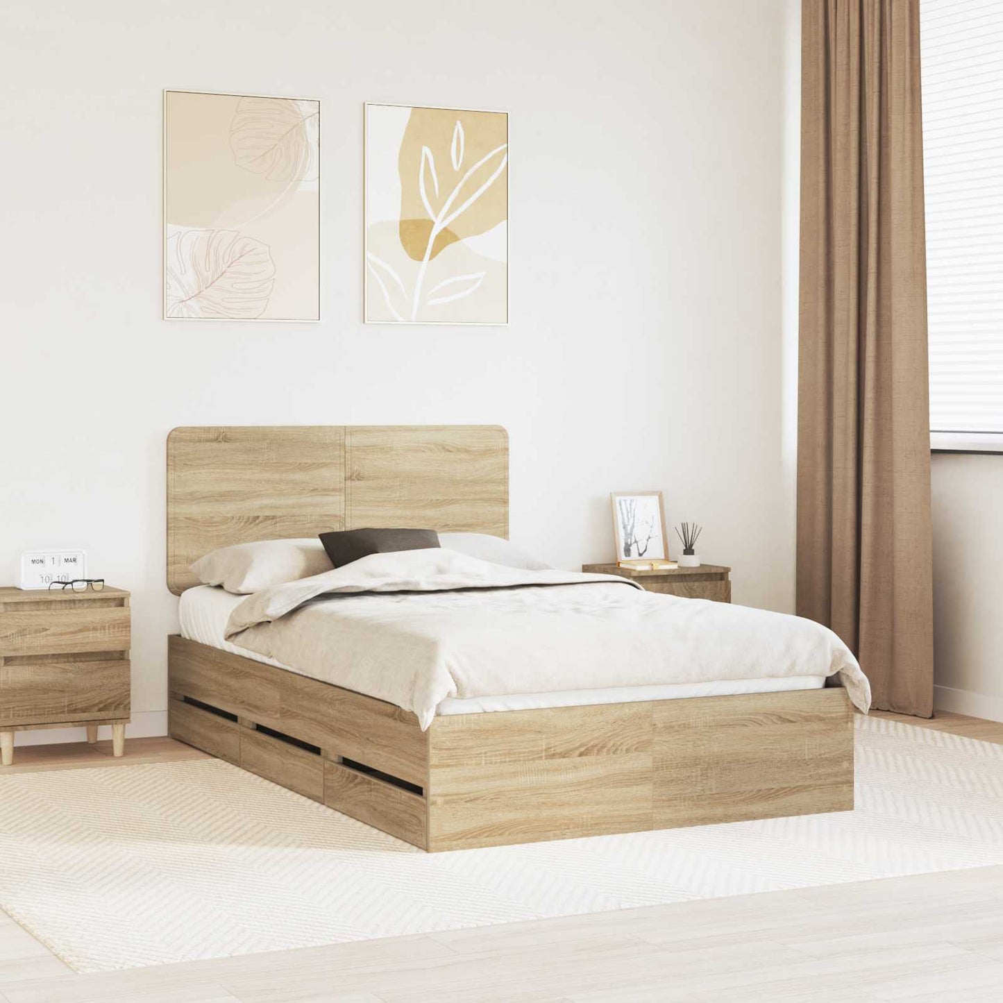 vidaXL Σκελετός Κρεβατιού Δρύς Sonoma 120 x 200 cm Μηχανήματος Ξύλο