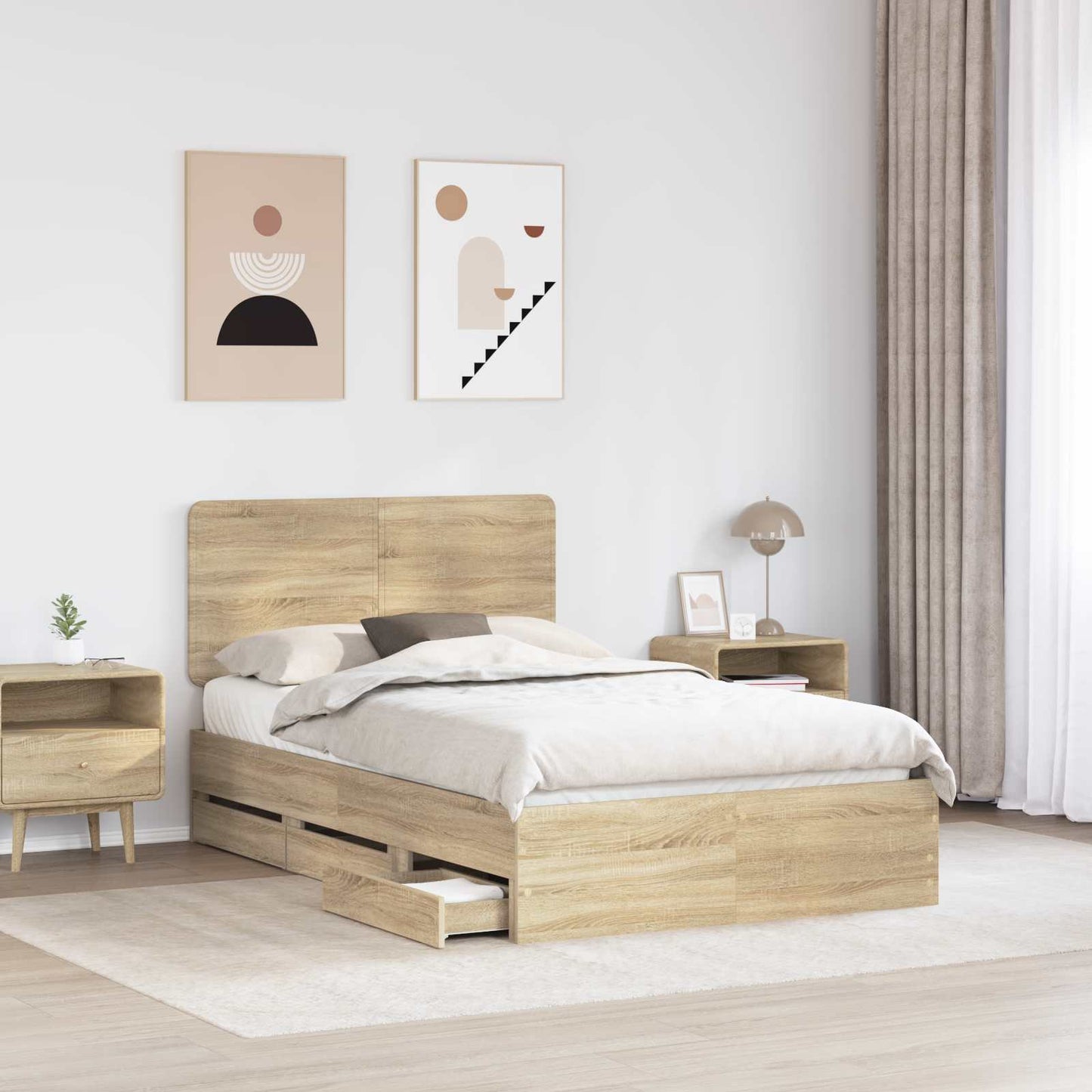 vidaXL Σκελετός Κρεβατιού Δρύς Sonoma 120 x 200 cm Μηχανήματος Ξύλο