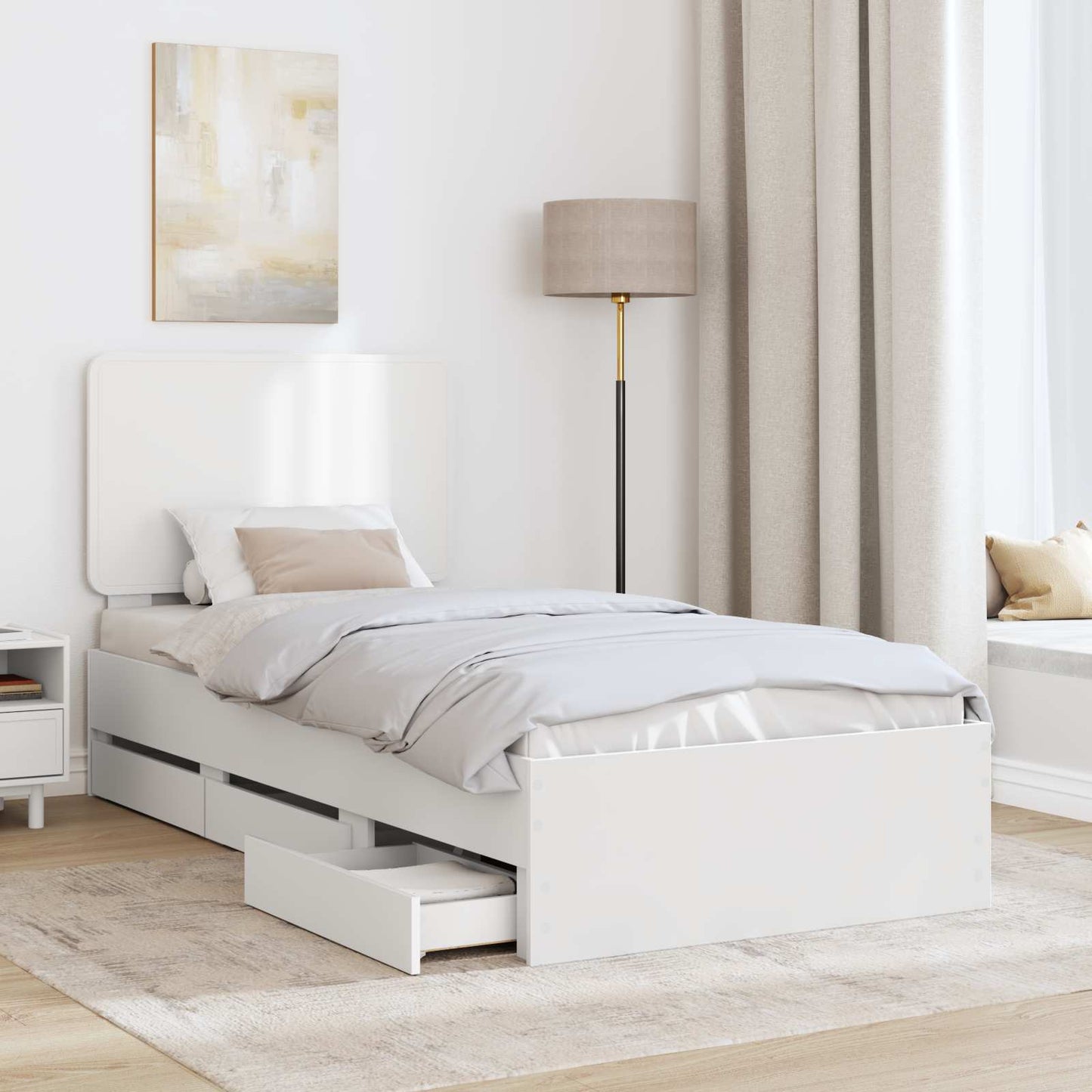 vidaXL Σκελετός Κρεβατιού Λευκό 90 x 190 cm Μηχανήματος Ξύλο