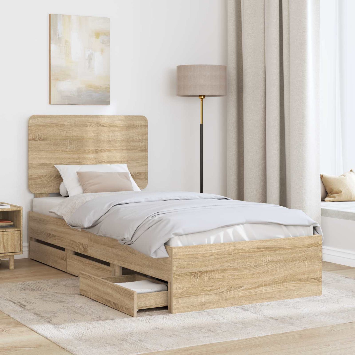 vidaXL Σκελετός Κρεβατιού Δρύς Sonoma 90 x 200 cm Μηχανήματος Ξύλο