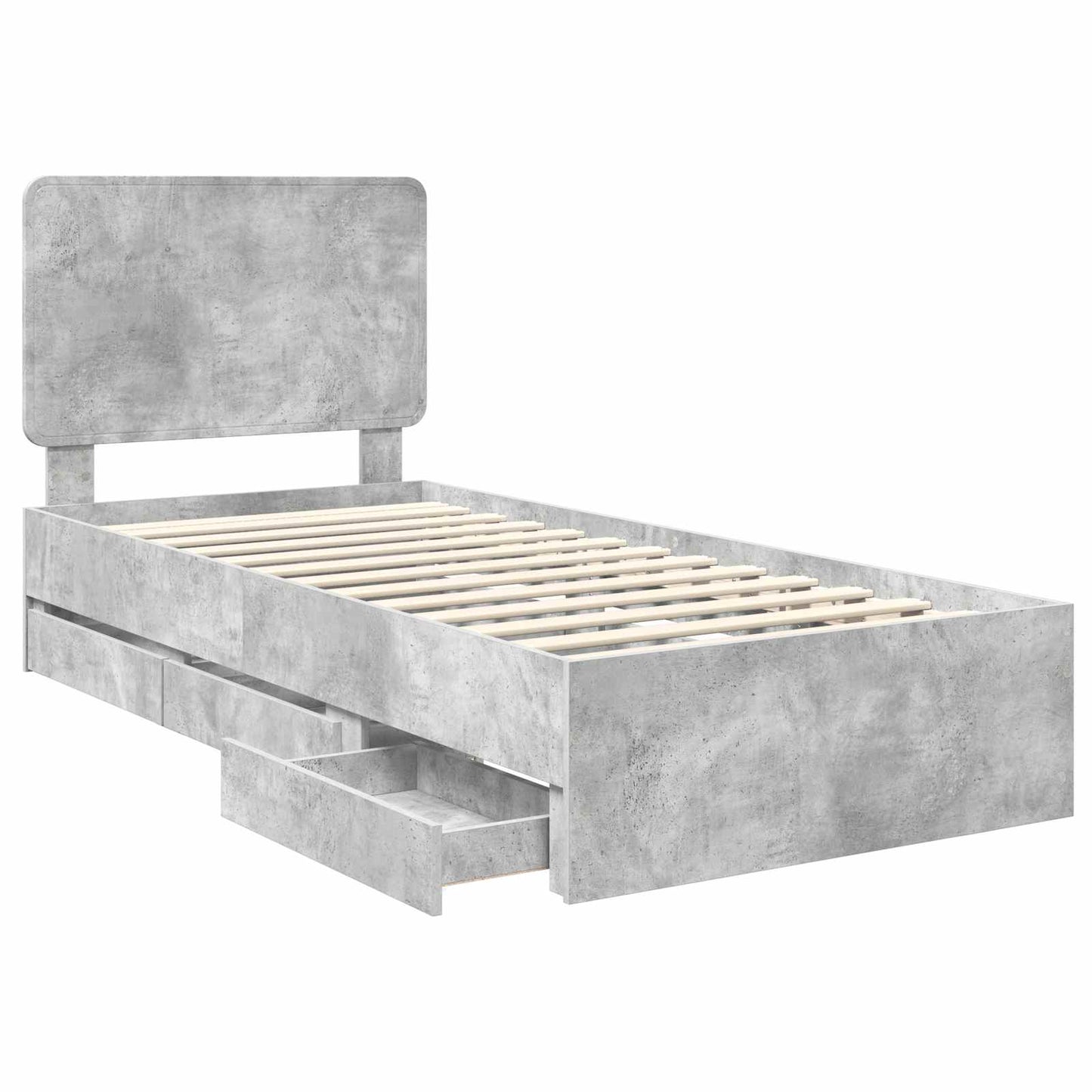 vidaXL Σκελετός Κρεβατιού Σκυρόδεμα Γκρι 90 x 190 cm Μηχανήματος Ξύλο