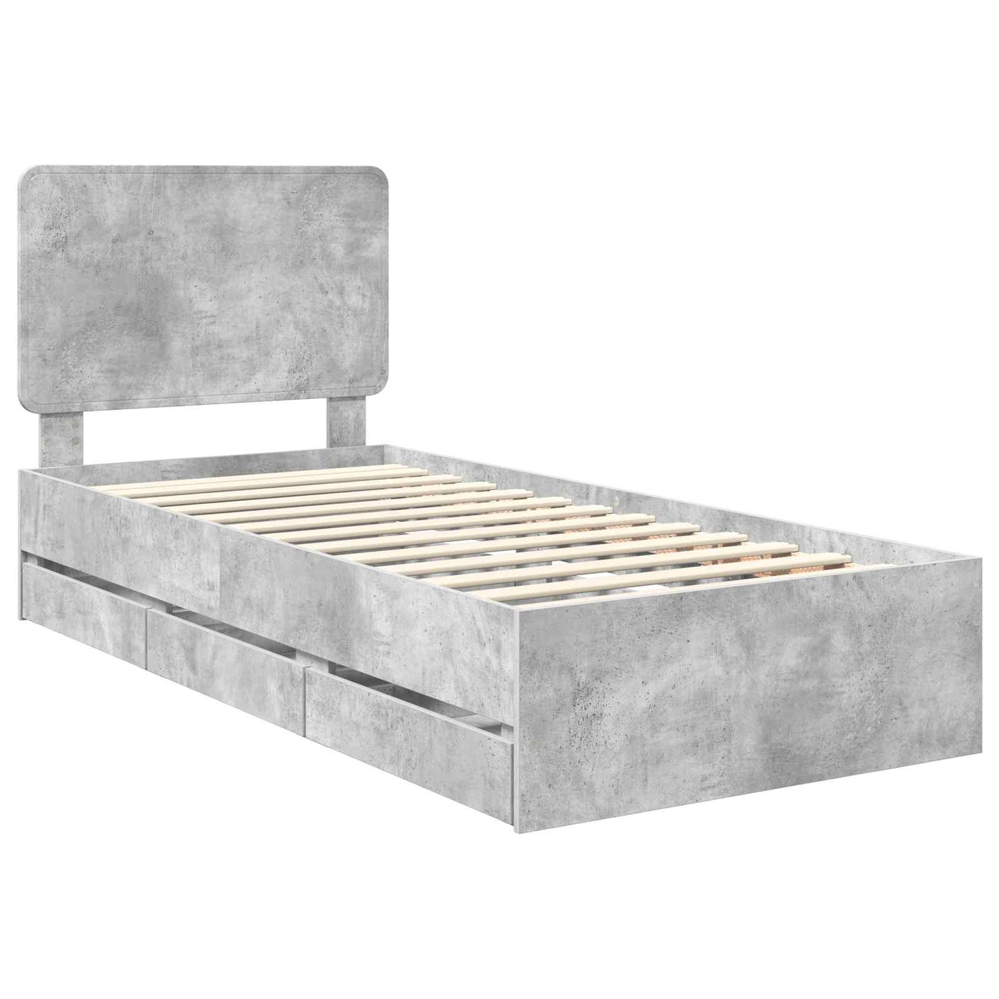 vidaXL Σκελετός Κρεβατιού Σκυρόδεμα Γκρι 90 x 200 cm Μηχανήματος Ξύλο