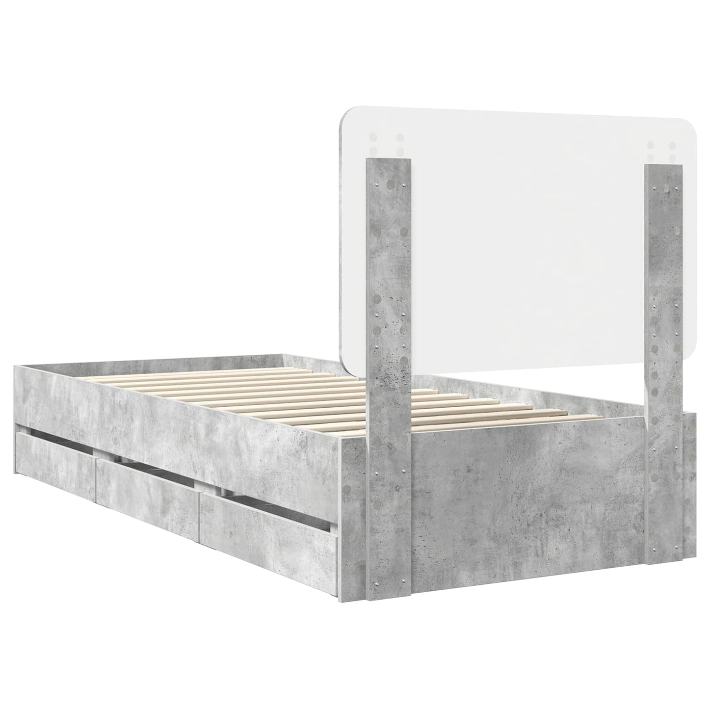 vidaXL Σκελετός Κρεβατιού Σκυρόδεμα Γκρι 90 x 200 cm Μηχανήματος Ξύλο