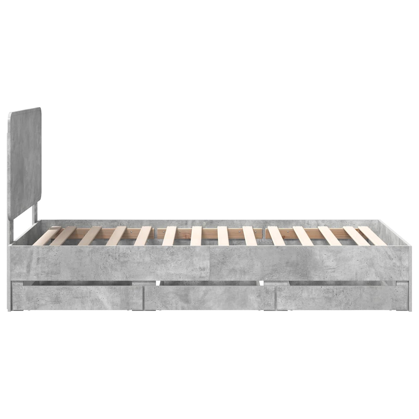 vidaXL Σκελετός Κρεβατιού Σκυρόδεμα Γκρι 90 x 200 cm Μηχανήματος Ξύλο