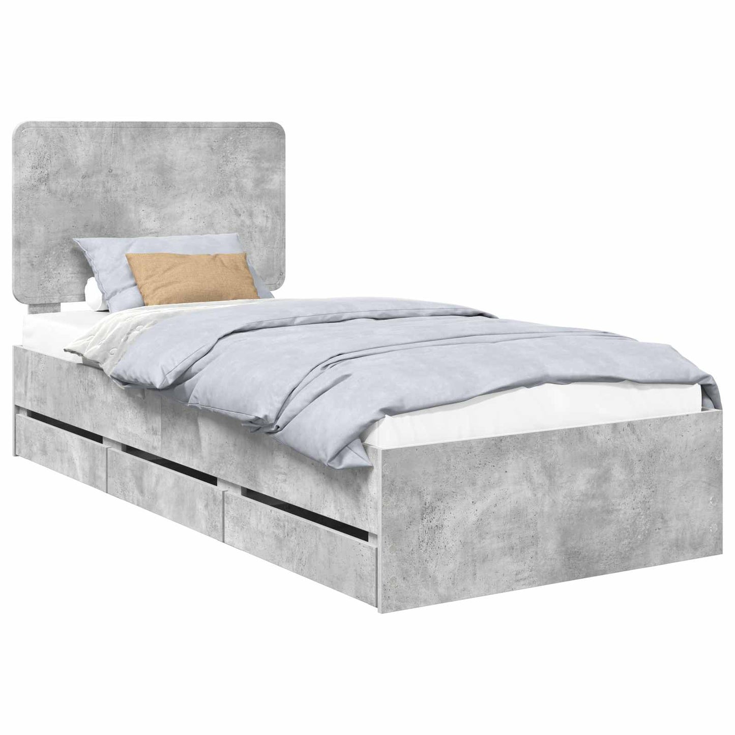 vidaXL Σκελετός Κρεβατιού Σκυρόδεμα Γκρι 75 x 190 cm Μηχανήματος Ξύλο