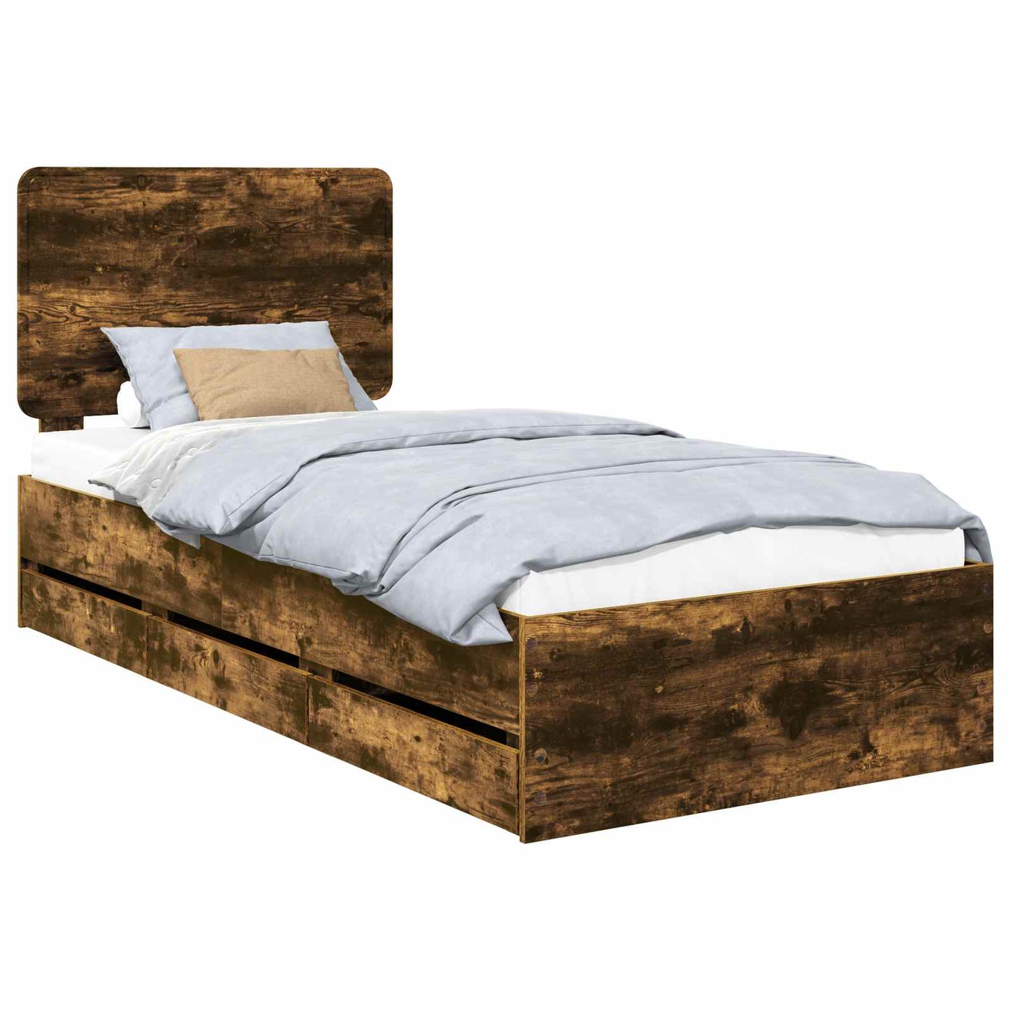 vidaXL Σκελετός Κρεβατιού Καπνιστό Δρύς 75 x 190 cm Μηχανήματος Ξύλο