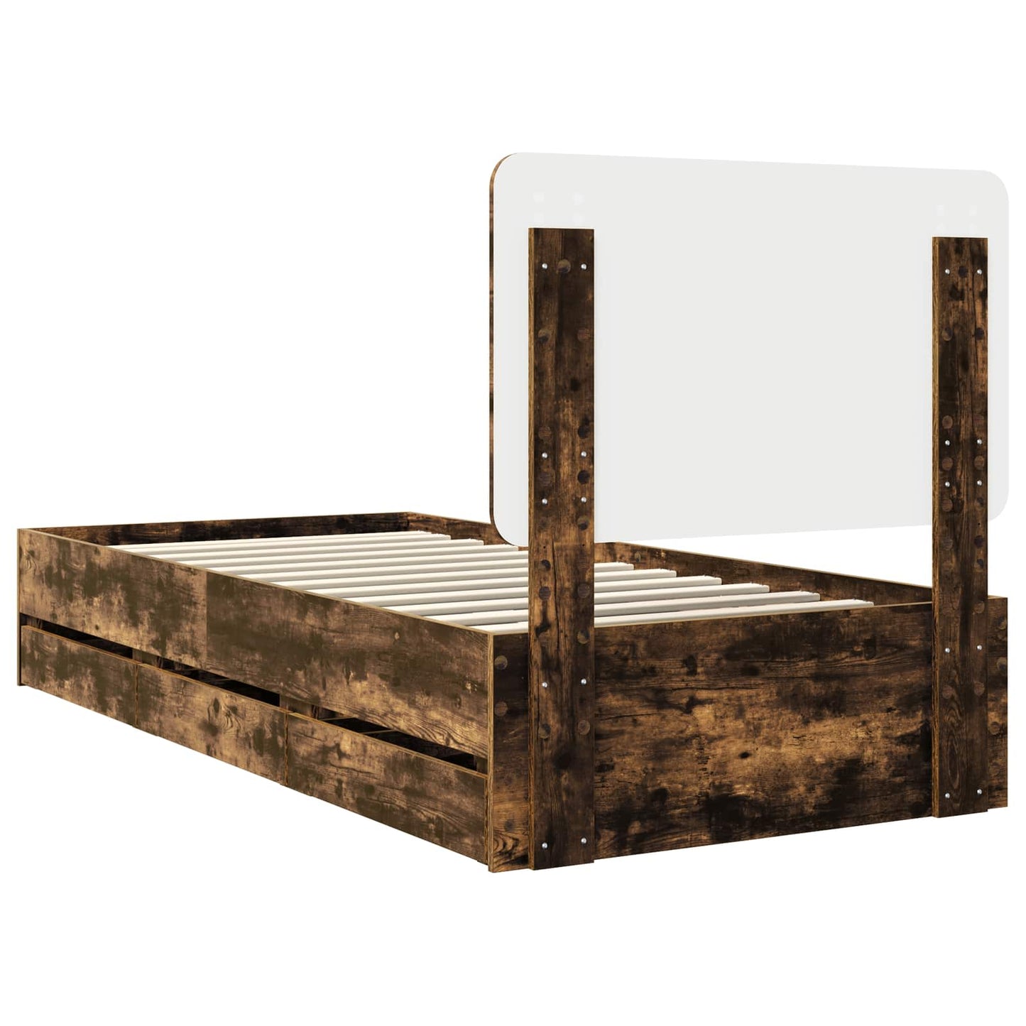 vidaXL Σκελετός Κρεβατιού Καπνιστό Δρύς 75 x 190 cm Μηχανήματος Ξύλο