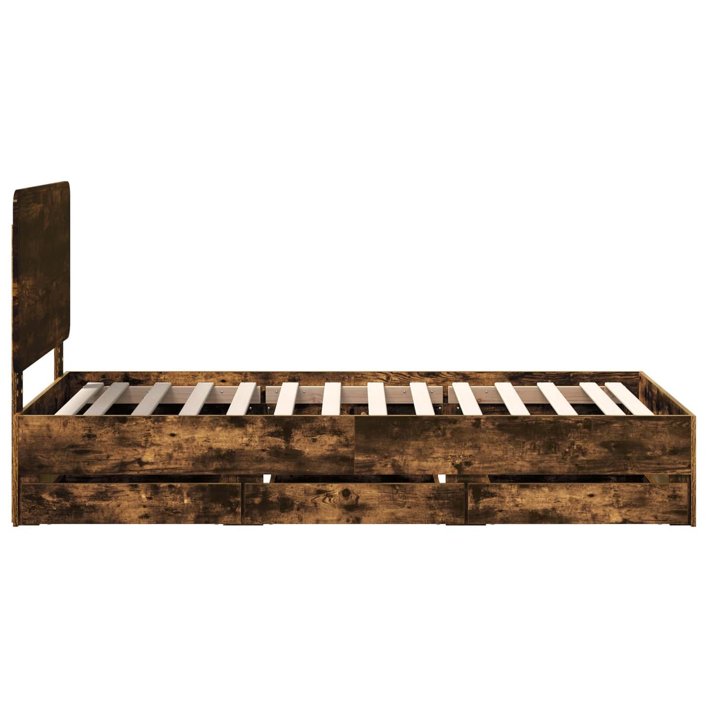 vidaXL Σκελετός Κρεβατιού Καπνιστό Δρύς 75 x 190 cm Μηχανήματος Ξύλο