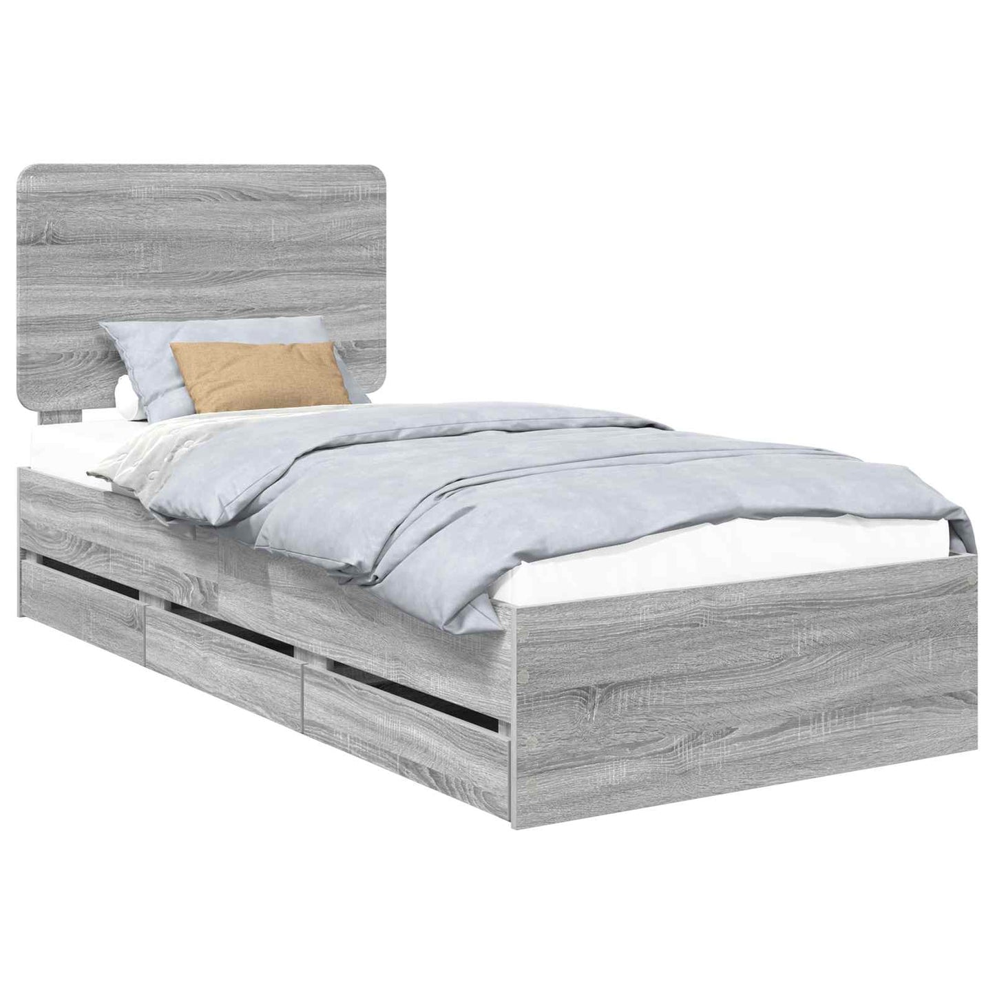 vidaXL Σκελετός Κρεβατιού Γκρίζο Σονομα 75 x 190 cm Μηχανήματος Ξύλο