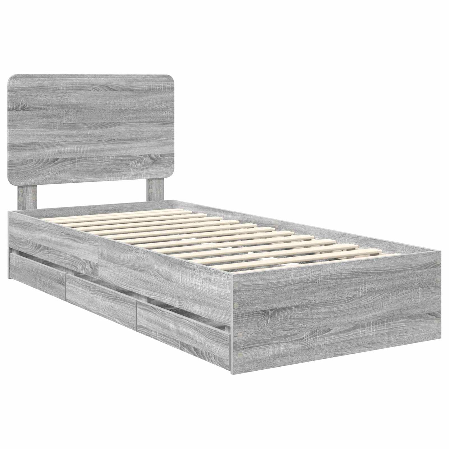 vidaXL Σκελετός Κρεβατιού Γκρίζο Σονομα 75 x 190 cm Μηχανήματος Ξύλο