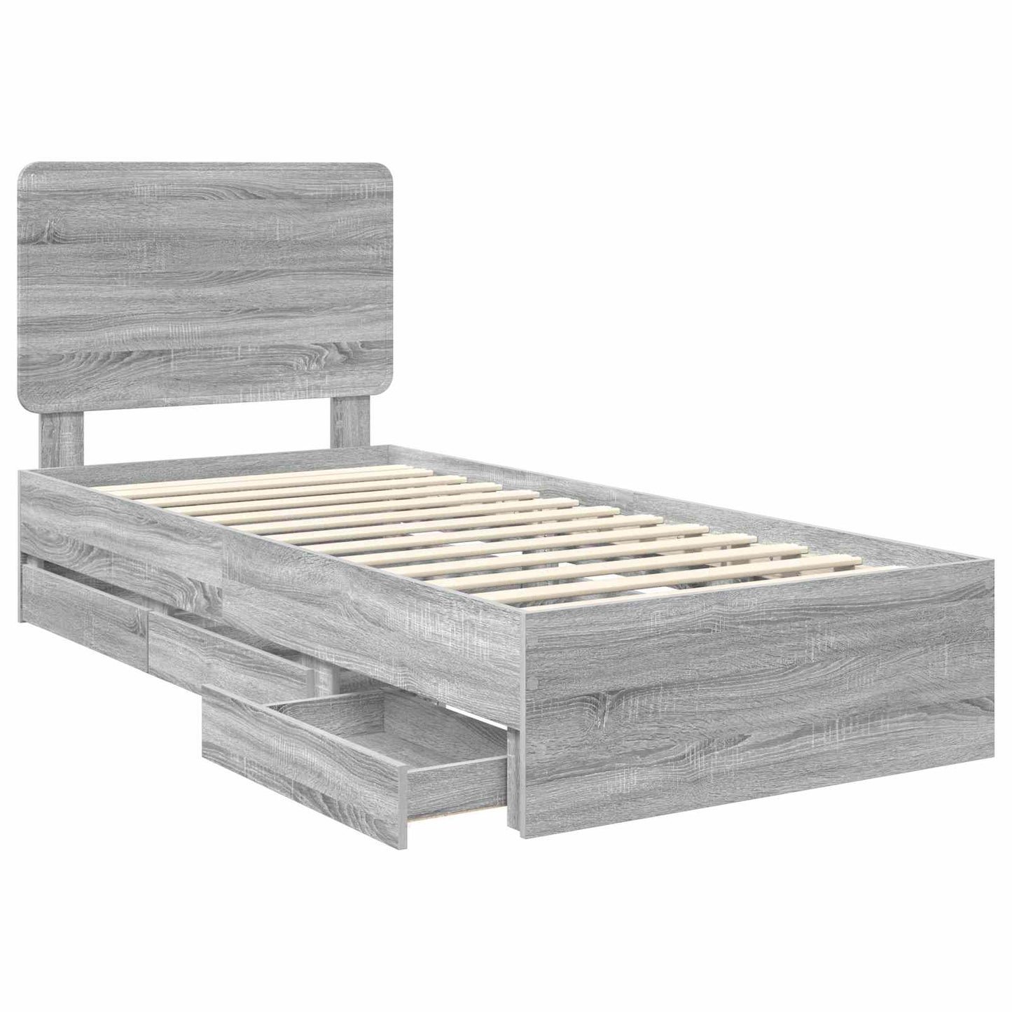 vidaXL Σκελετός Κρεβατιού Γκρίζο Σονομα 75 x 190 cm Μηχανήματος Ξύλο