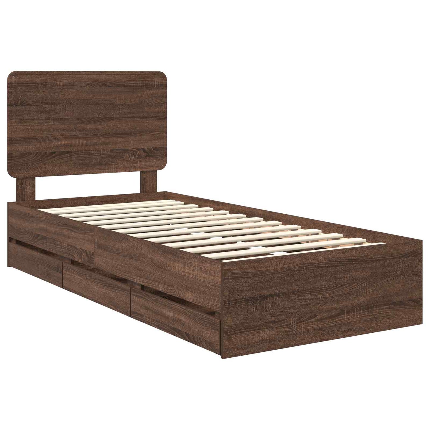 vidaXL Σκελετός Κρεβατιού Καφέ δρυς 75 x 190 cm Μηχανήματος Ξύλο